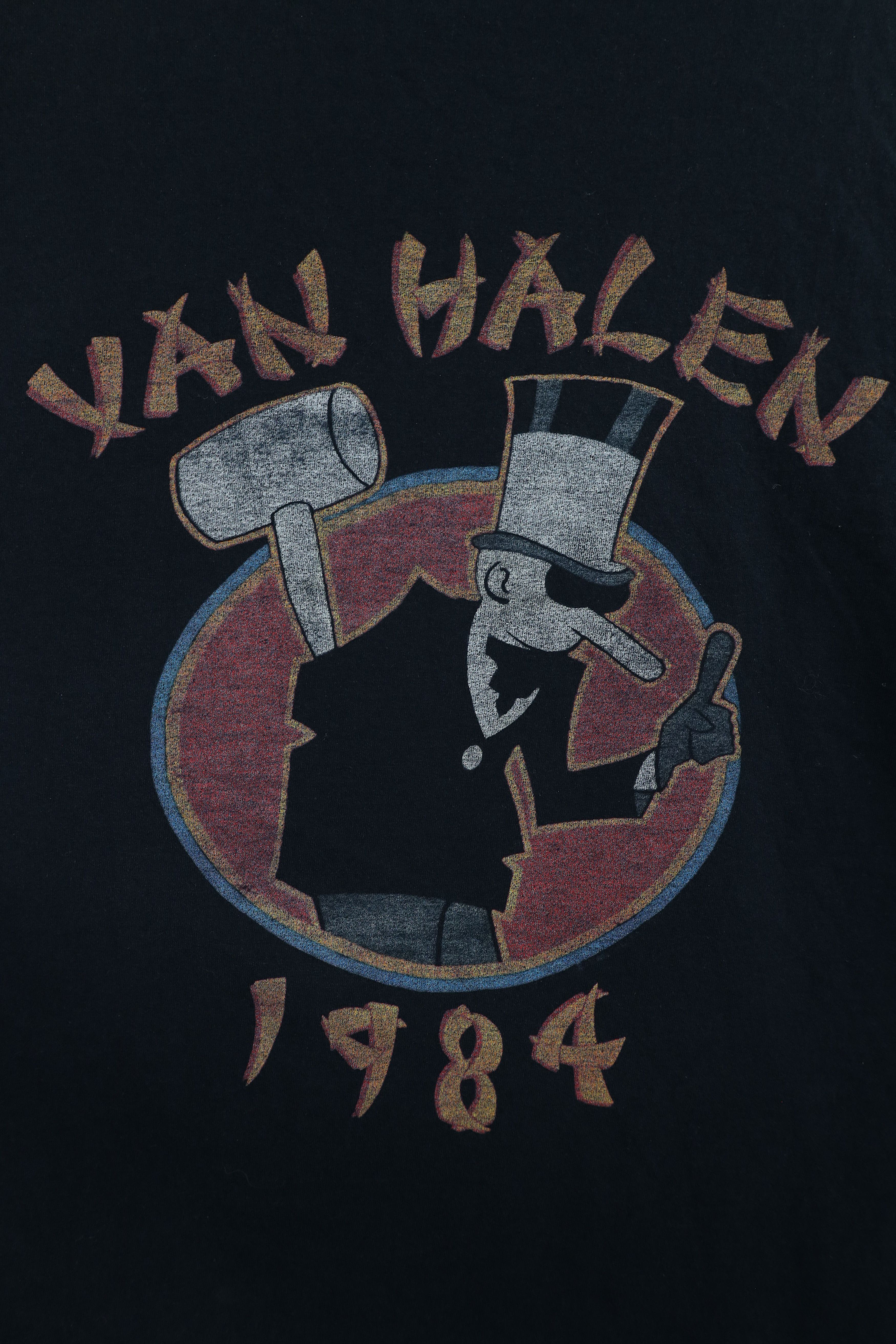 Vintage Vintage 80s 1984 Tour of the World Van Halen Band T-Shirt Size US XL / EU 56 / 4 - 11 Thumbnail