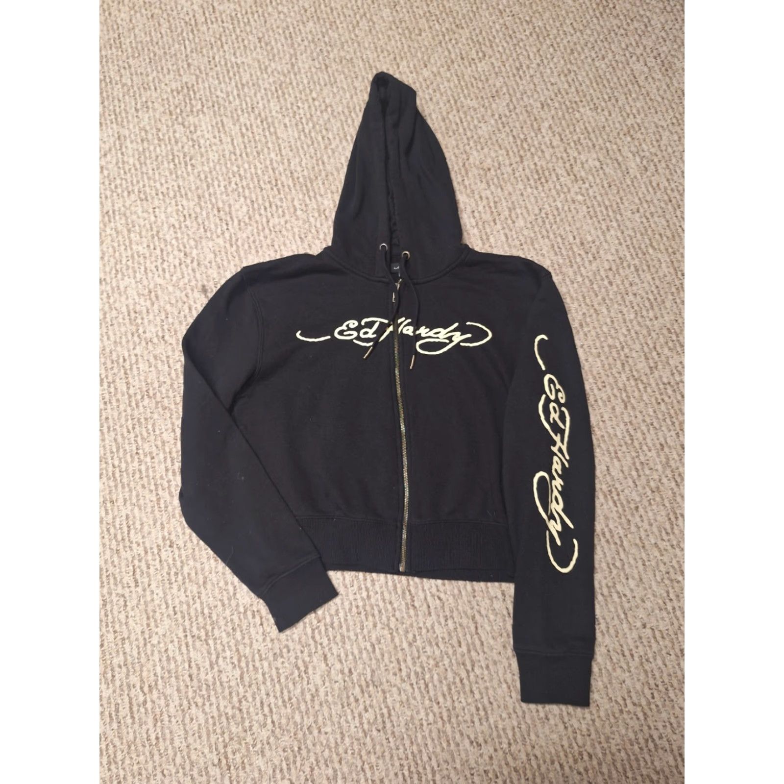 Ed Hardy Ed Hardy Womens Crop Hoodie Medium Spellout Y2K Tattoo Zip Jacket Skull Snake Size M / US 6-8 / IT 42-44 - 2 Thumbnail