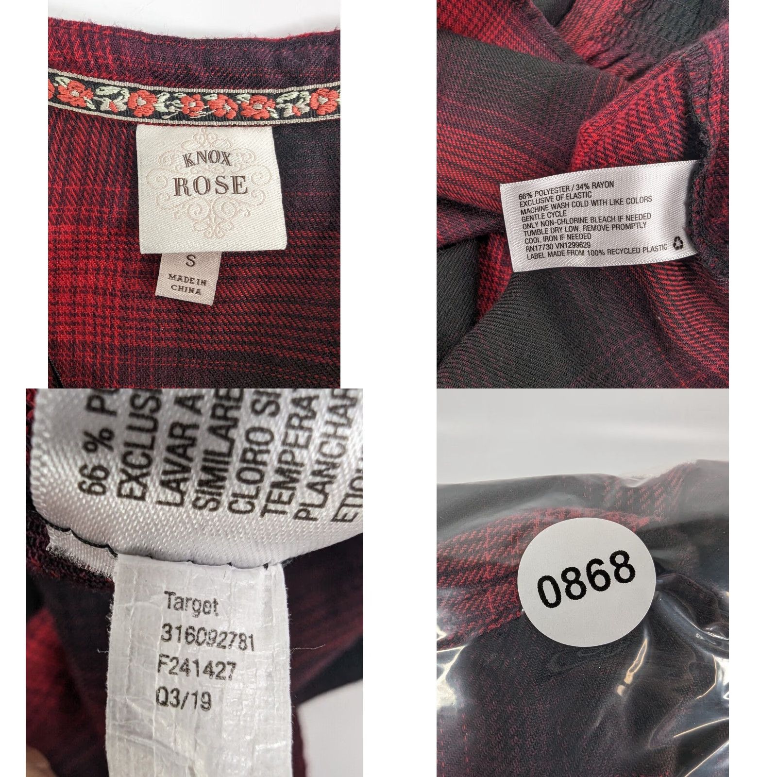 Vintage Knox Rose Dress Women Small Red Plaid Tunic Smocked Boho Chic Relaxed Fit Kn ox Rose"} Size S / US 4 / IT 40 - 8 Thumbnail