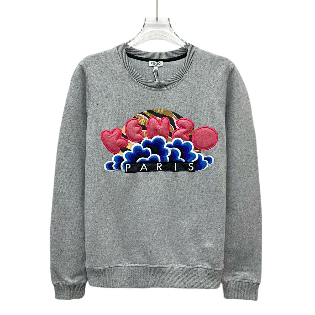 Kenzo Kenzo Grey Logo Embroidered Long Sleeve Sweatshirt K26WX Size M / US 6-8 / IT 42-44 - 1 Thumbnail