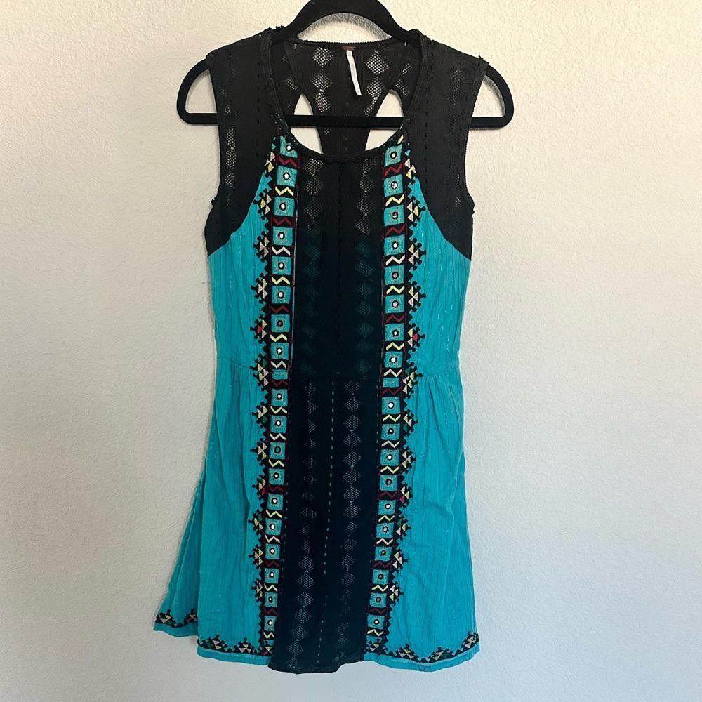Free People Free People Water Lily Embroidered Turquoise Blue Dress 4 Size S / US 4 / IT 40 - 3 Thumbnail