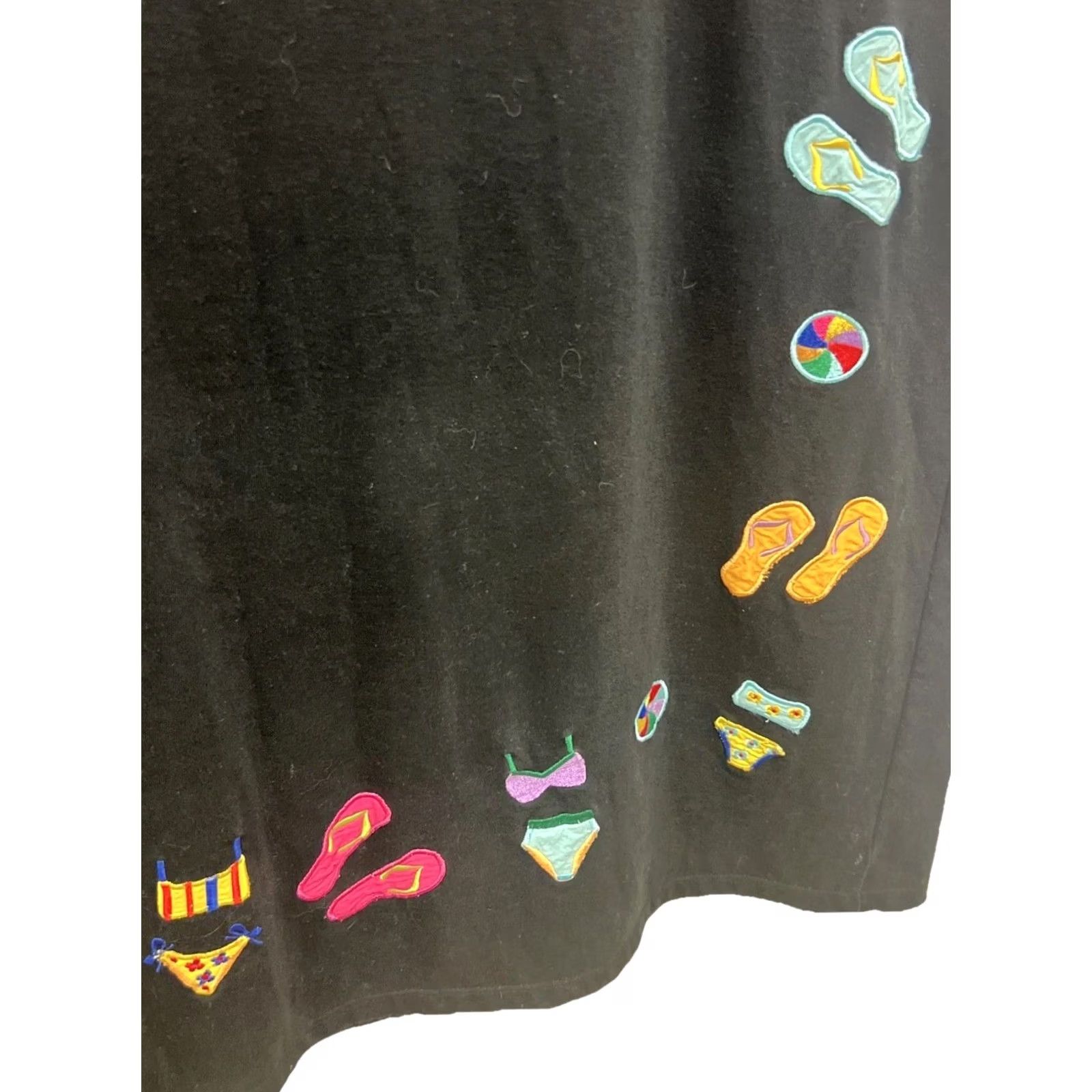 Simons Michael Simon Black Midi Dress Womens Small Beach Applique Novelty Art Cotton Dress Size S / US 4 / IT 40 - 4 Thumbnail