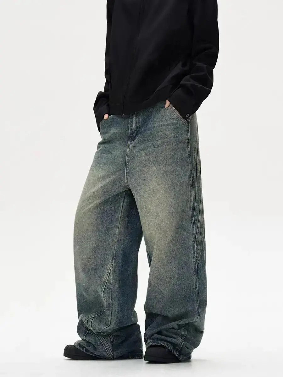 Japanese Brand Vintage street washed and distressed baggy micro flare jeans Size US 32 / EU 48 - 3 Thumbnail