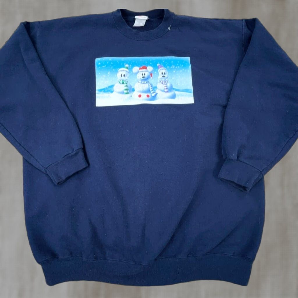 Disney VINTAGE Disney Men Sweater Large Crewneck Fleece Blue Graphic Mickey Goofy 2000s Retro Logo Size US L / EU 52-54 / 3 - 1 Thumbnail