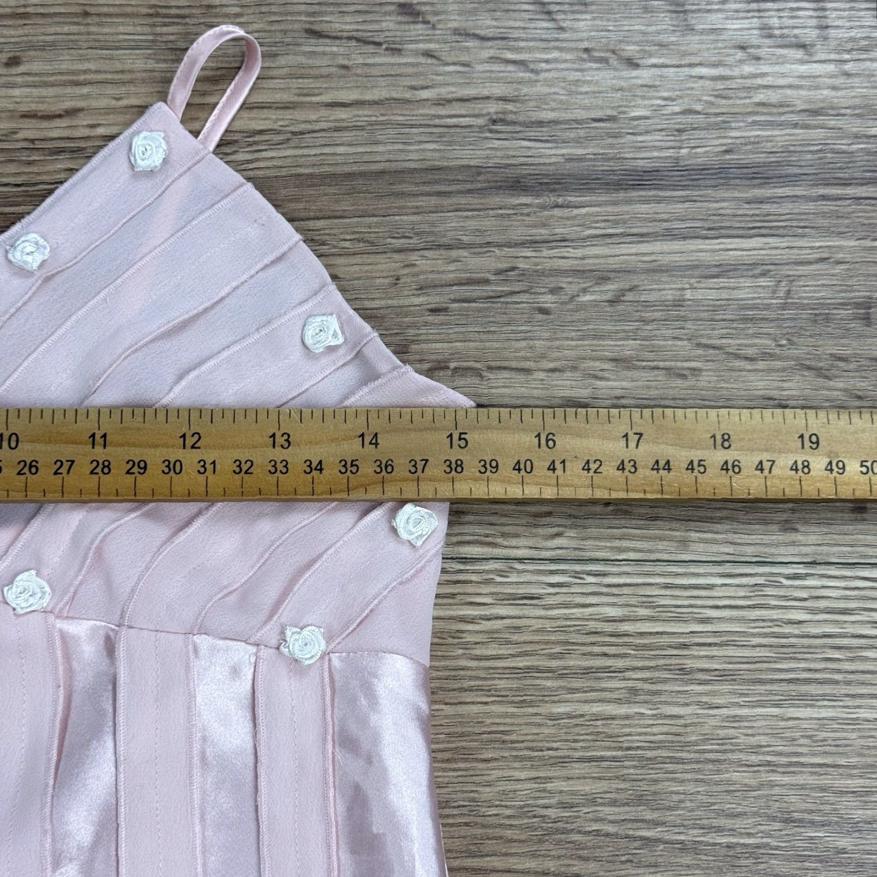 Madison VINTAGE Madison Studio Intimates Slip Dress Womens Satin Nightgown Chemise Sz 8 Pink Roses Fringe Satin Nightgown Womens 8 Size M / US 6-8 / IT 42-44 - 5 Thumbnail