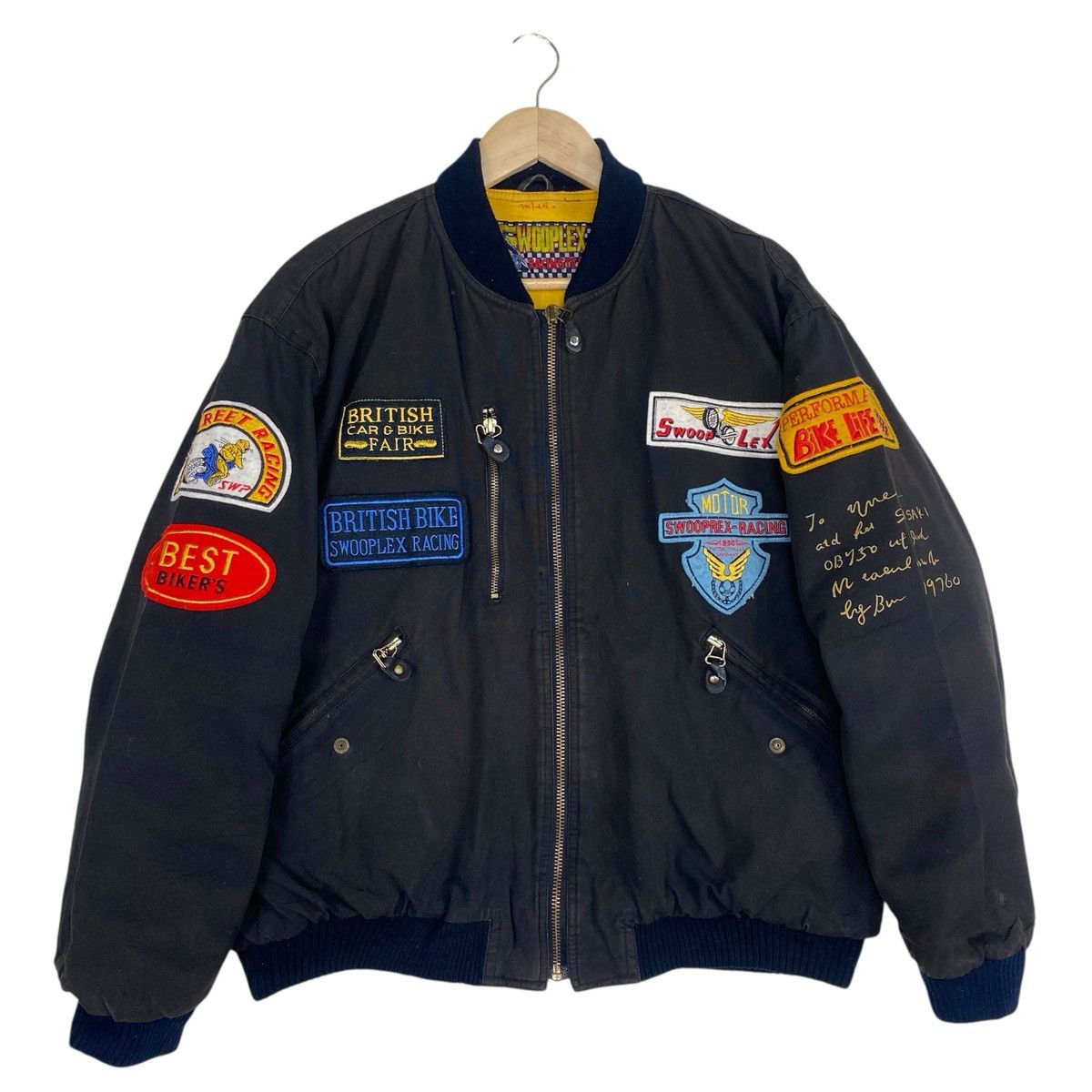 Japanese Brand 💥80s SWOOPLEX RACING TEAM BIKER BOMBER JACKET Size US L / EU 52-54 / 3 - 4 Thumbnail