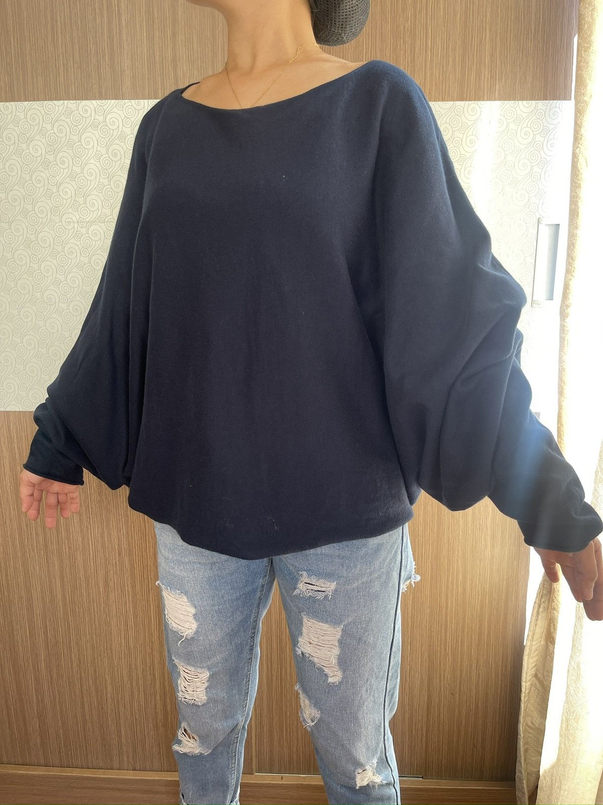 image of YS x YS Yamamoto Y’S By Yohji Yamamoto Crop Womens Top in Navy Blue (Size Large)