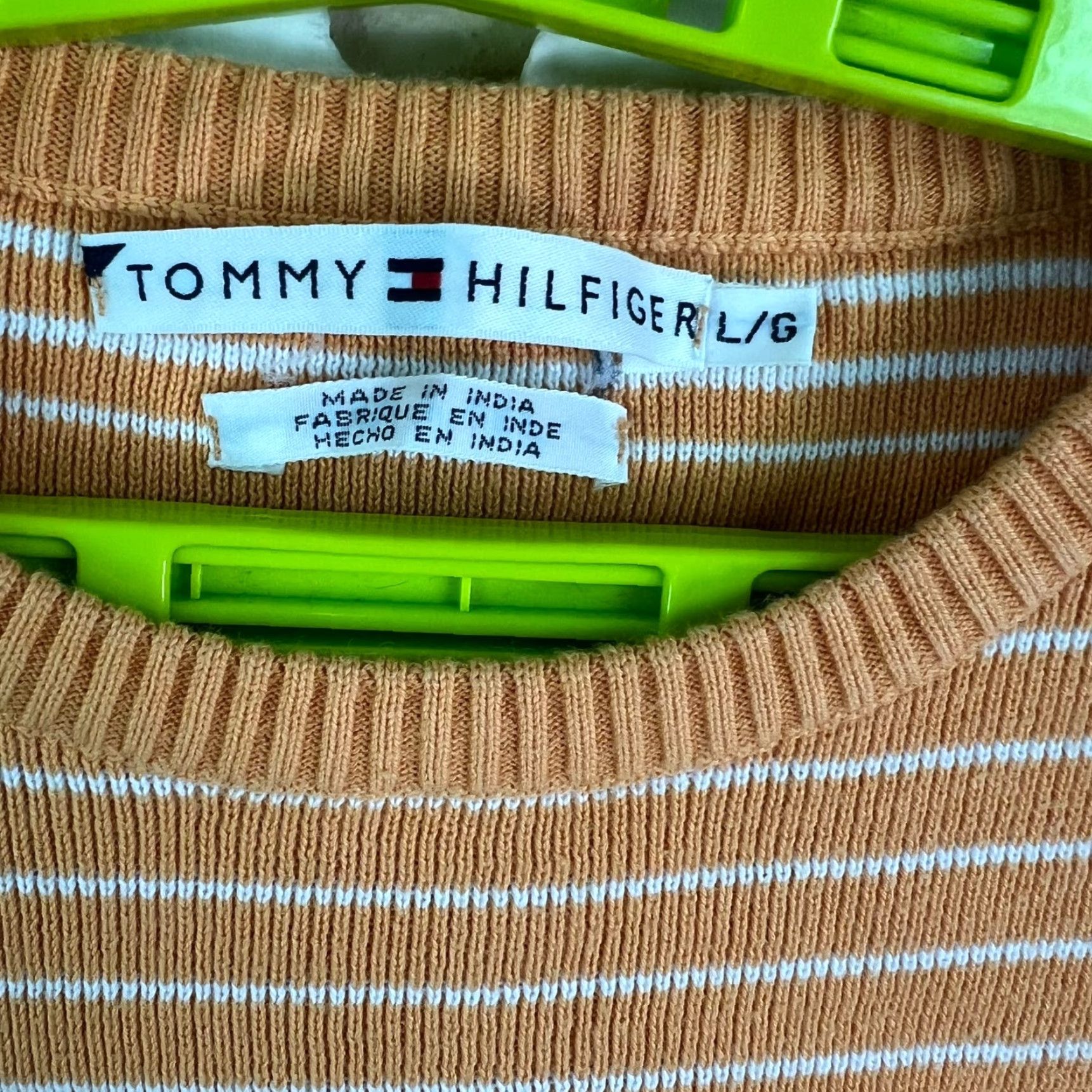 Tommy Hilfiger Tommy Hilfiger Sweater Women L Orange Striped Pullover Knit Cotton Logo All Seasons Designer Classic Size L / US 10 / IT 46 - 3 Thumbnail