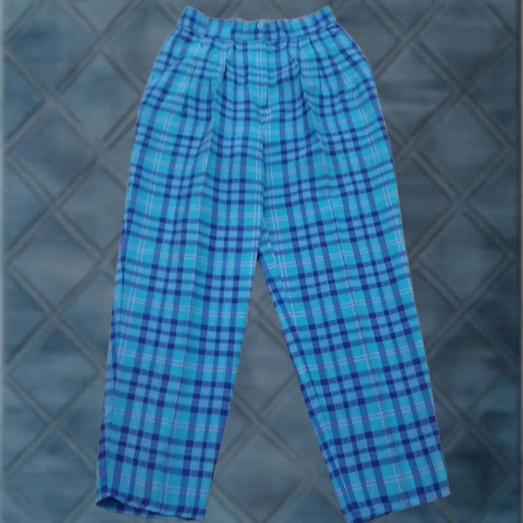 Izod IZOD Pants Womens Size 8 Blue Pink Plaid Silk Pockets Lightweight Golf Straight Ankleways Pockets Size 30" / US 8 / IT 44 - 1 Thumbnail
