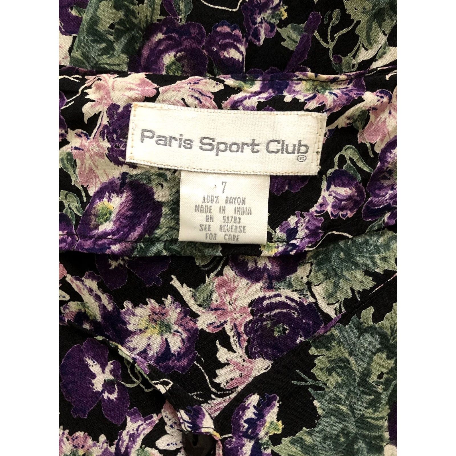 Vintage VINTAGE Paris Maxi dress Purple 7 floral Ruffle Ruched sleeve Garden Tea cottage Dress Ladies Purple Floral 80s Vintage Size M / US 6-8 / IT 42-44 - 3 Thumbnail