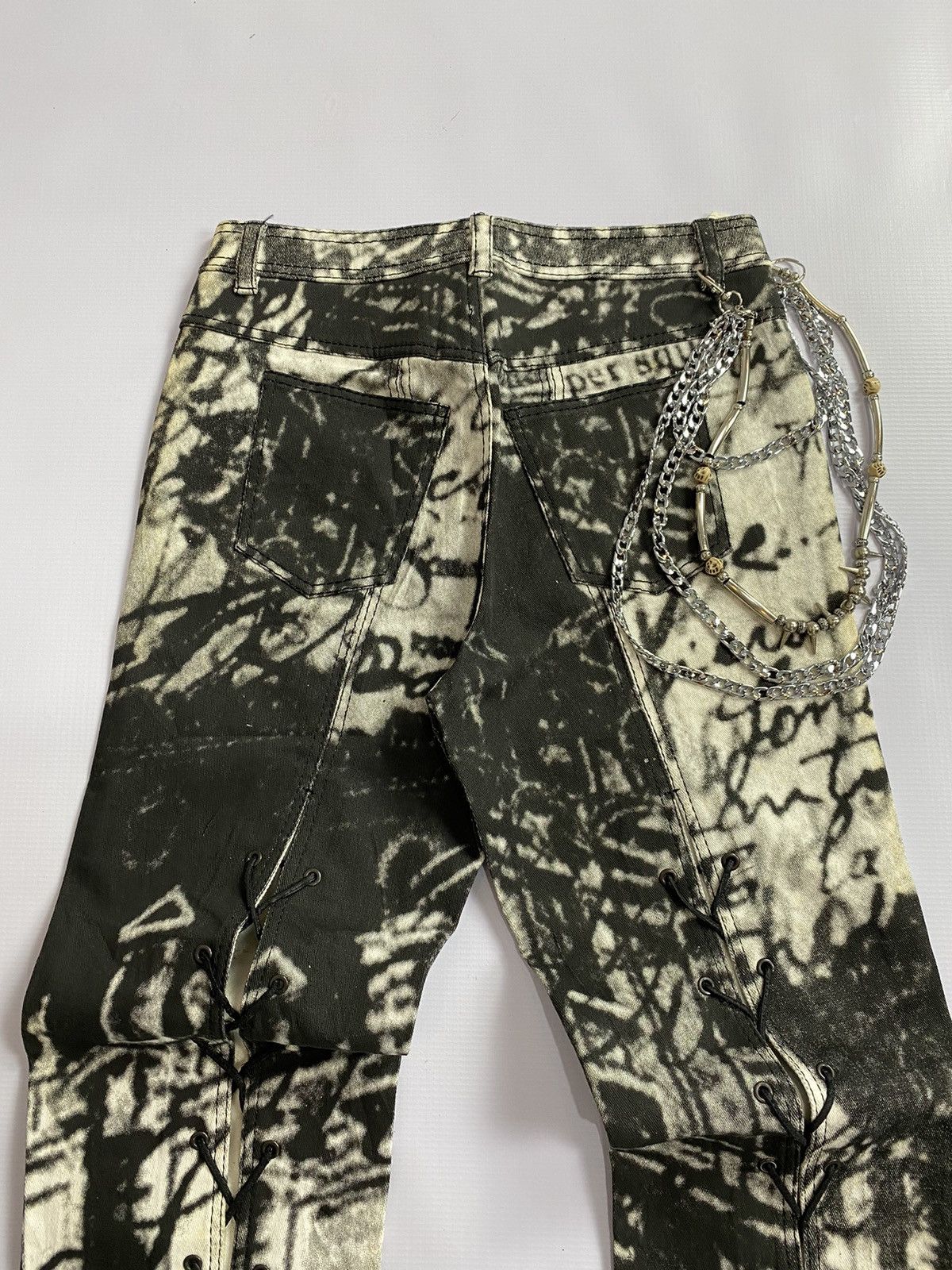 If Six Was Nine × Japanese Brand × Le Grande Bleu (L.G.B.) NEED GONE!!! Lace Up La Moda Goji Fullprinted Flare Pant Size US 27 - 4 Thumbnail