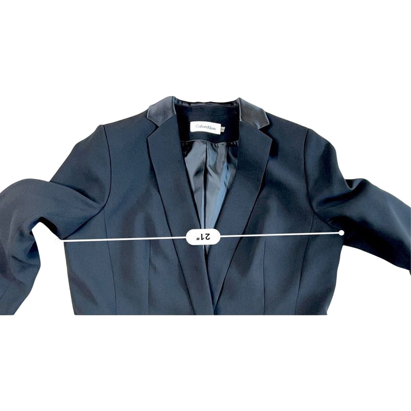 Calvin Klein Calvin Klein Tailored Satin Lapel Crepe Black Blazer 14 Size XL / US 12-14 / IT 48-50 - 7 Thumbnail