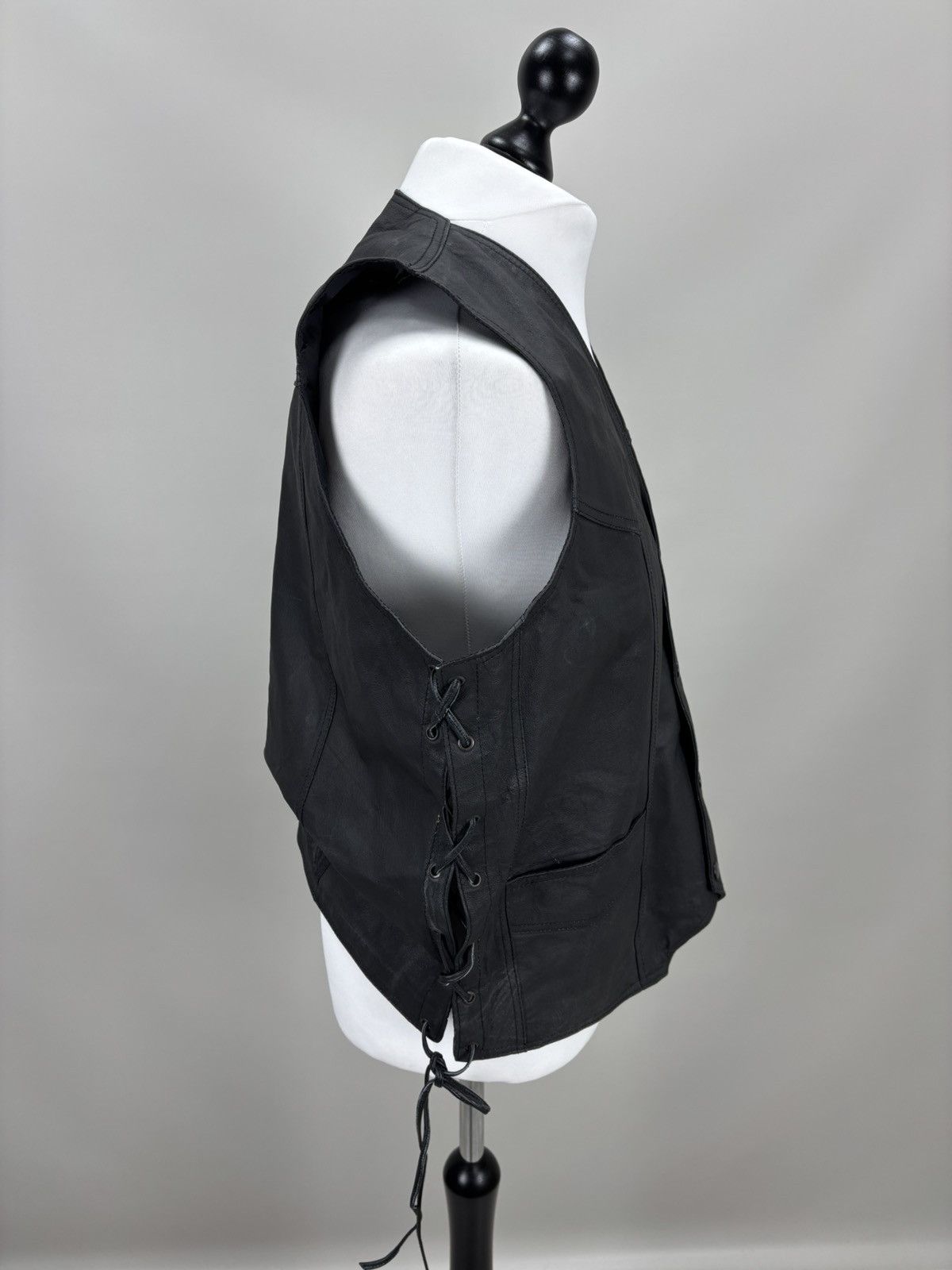 Other Mens leather vest western style HOT Size 54 Color Black Size US L / EU 52-54 / 3 - 4 Thumbnail