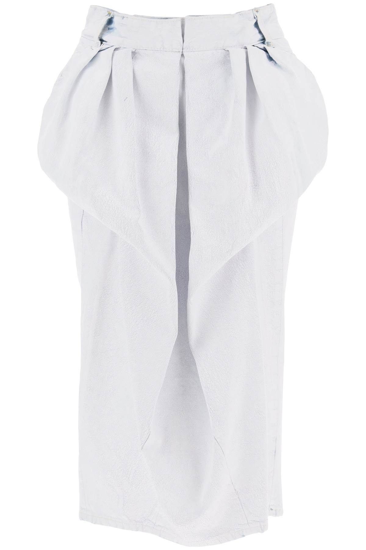 image of Maison Margiela Crinkled Denim Ruffled Skirt Size Eu 40 For Women in Bianco