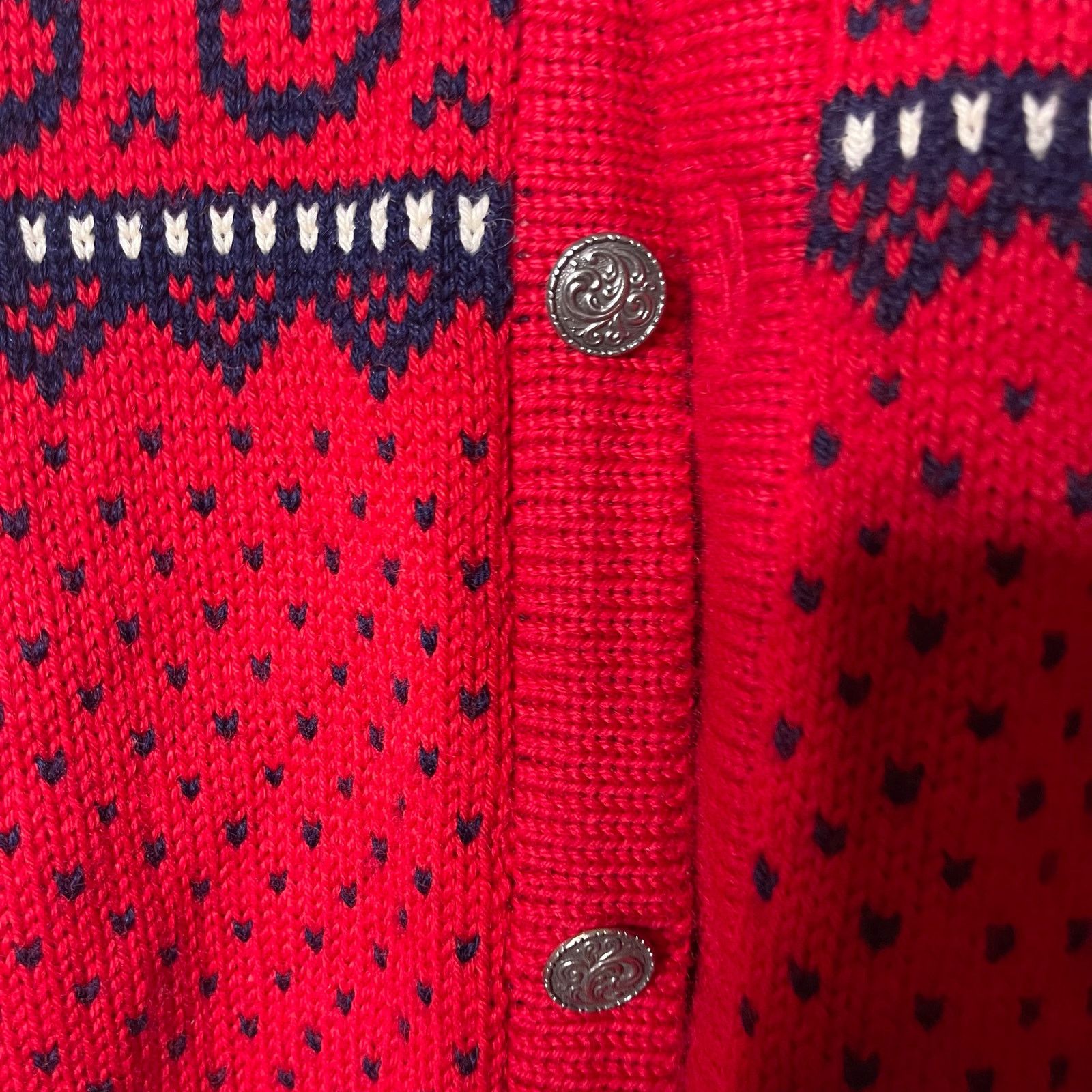 Dale Of Norway Dale of Norway Vintage Red Navy Fair Isle Cardigan XL Size XL / US 12-14 / IT 48-50 - 4 Thumbnail