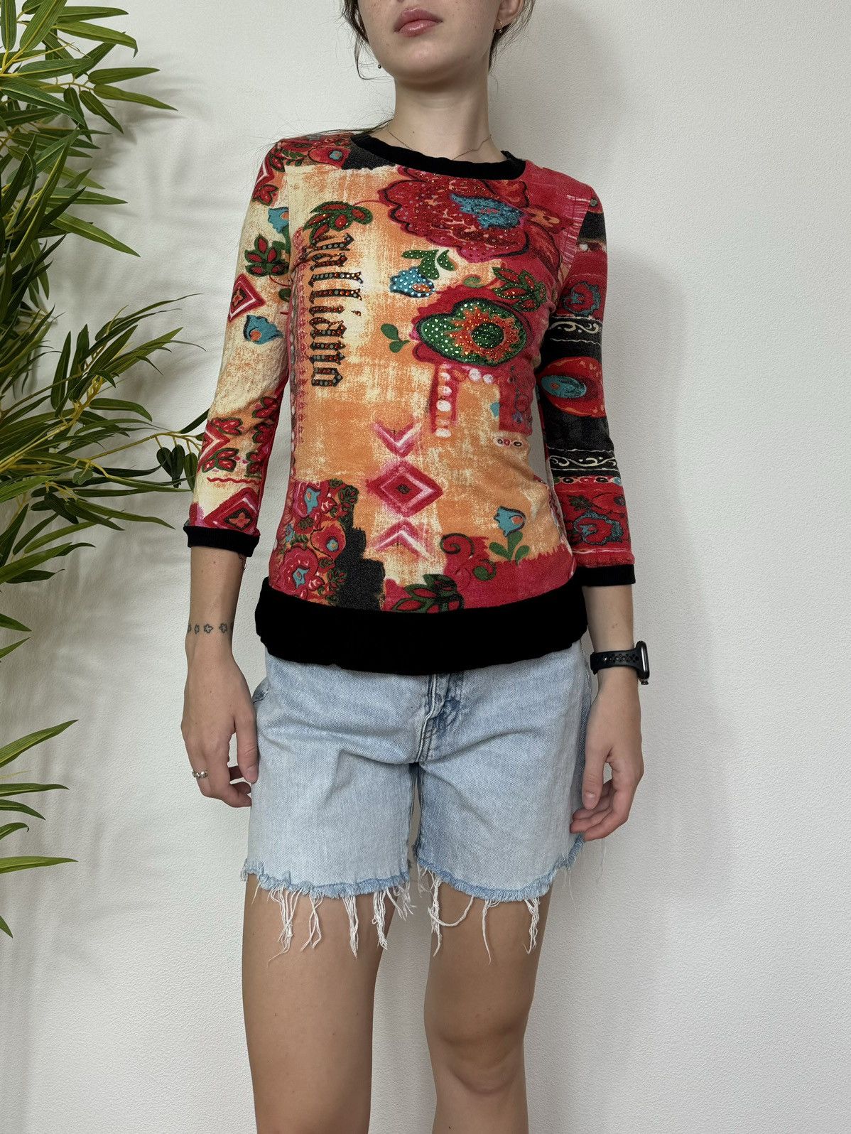 John Galliano VINTAGE GALLIANO 2000s PRINTED 3/4 LONG SLEEVE Size S / US 4 / IT 40 - 6 Thumbnail