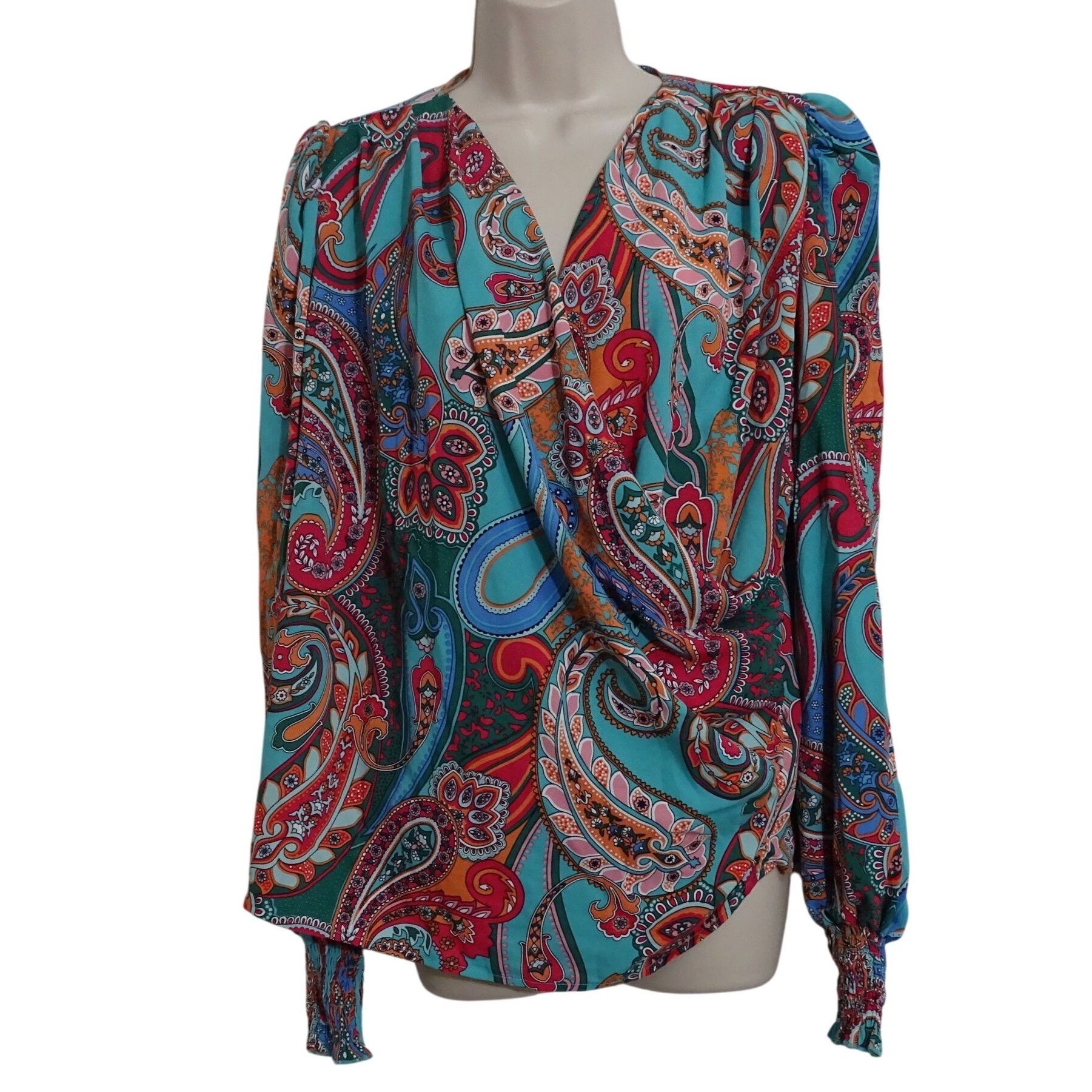 Shein Shein Paisley Long Sleeve Faux Wrap Blouse Women Size M 6 Size M / US 6-8 / IT 42-44 - 1 Thumbnail