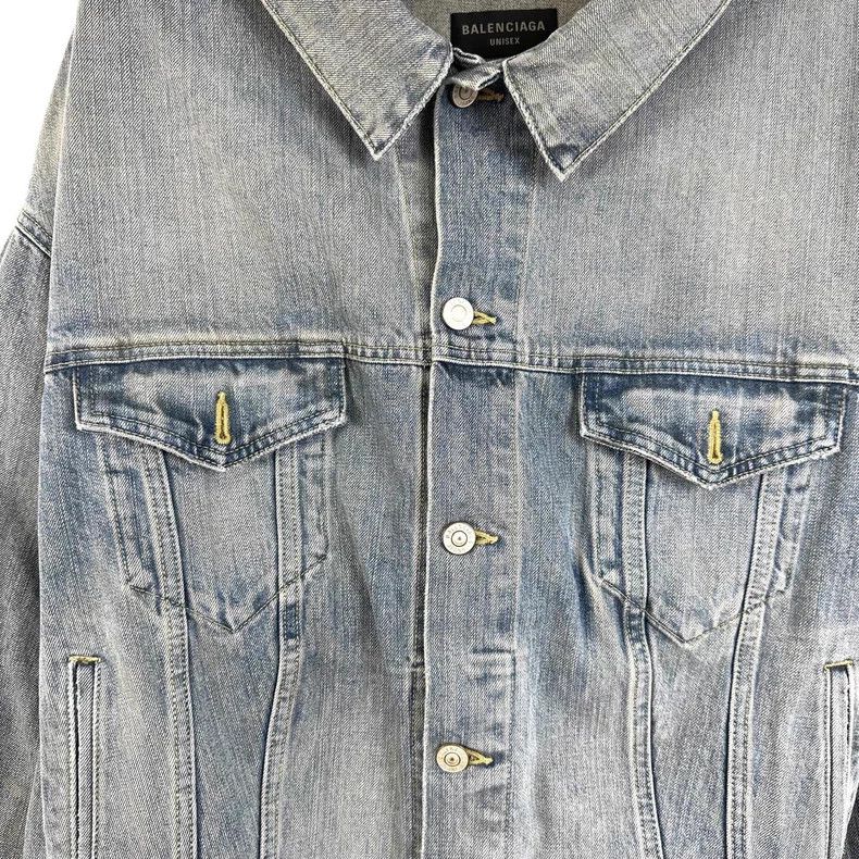 Balenciaga Balenciaga Washed and Aged Off-Shoulder Irregular Jacket D Size US S / EU 44-46 / 1 - 5 Thumbnail