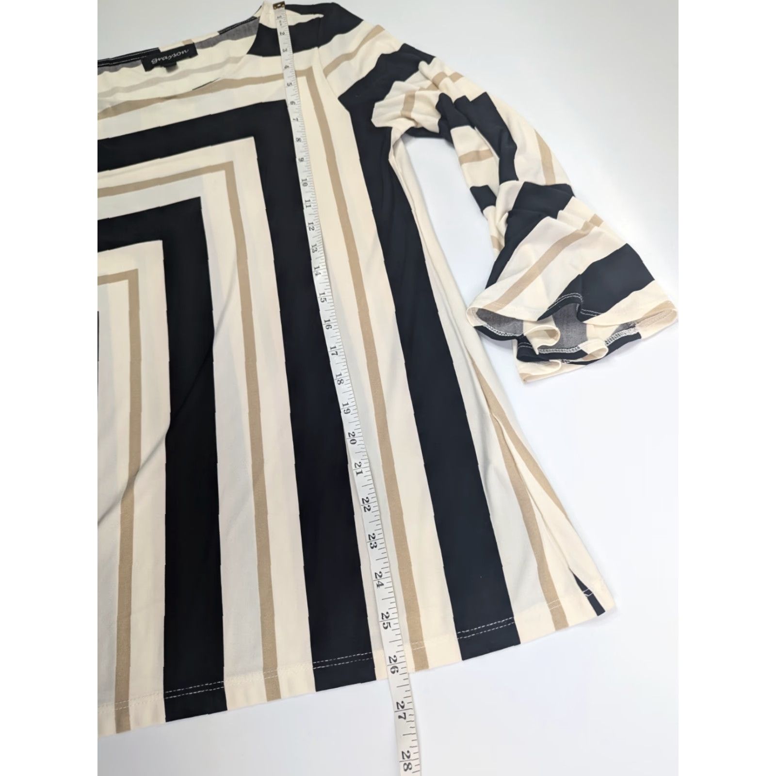 Bell Grayson Blouse Shirt Women’s Small Bell Sleeve Round Neck Striped Geometric Multicolor Modern Classic Style Size S / US 4 / IT 40 - 4 Thumbnail