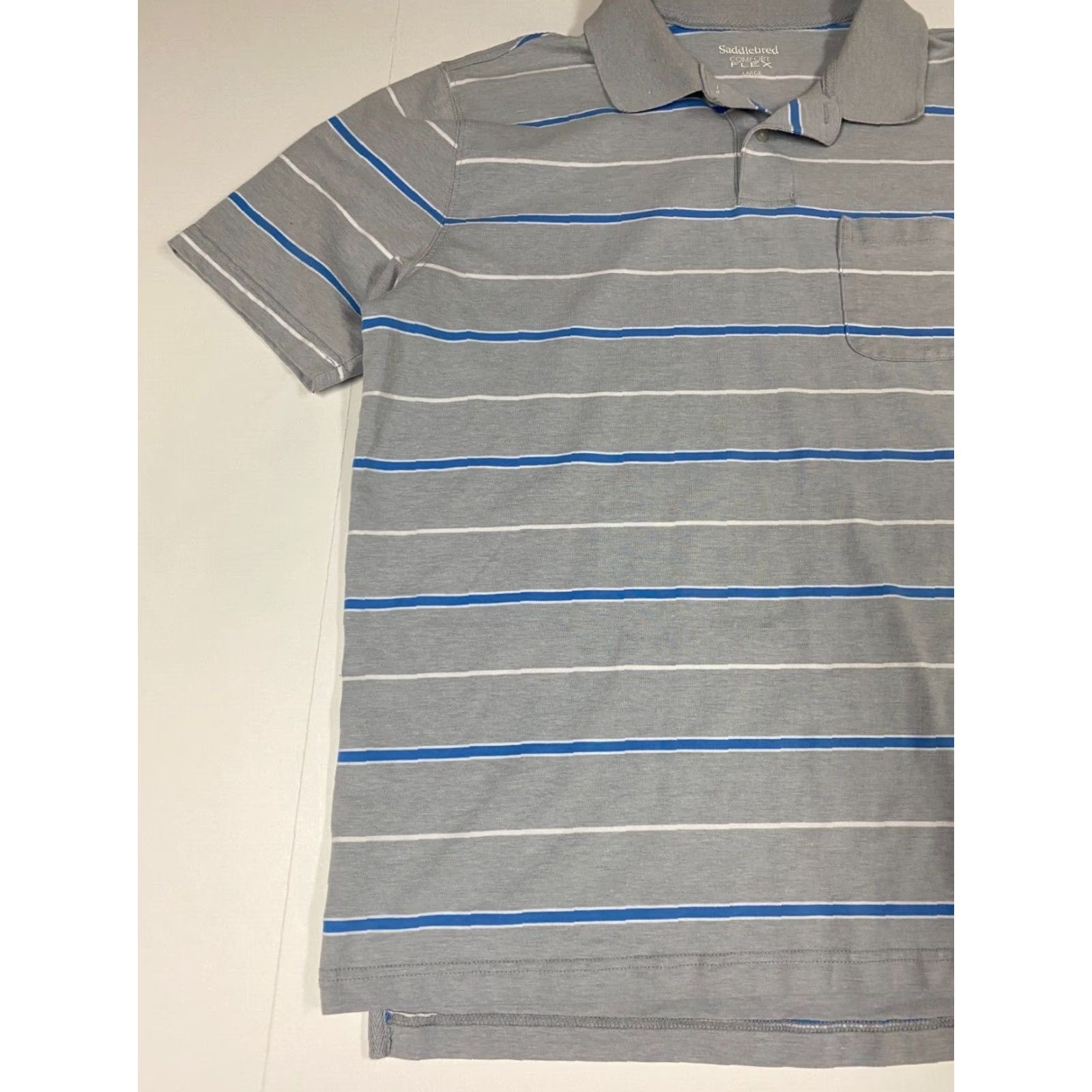 Vintage Saddlebred Polo Shirt L Regular Gray Striped Comfort flex Short Sleeve Men Size US L / EU 52-54 / 3 - 3 Thumbnail