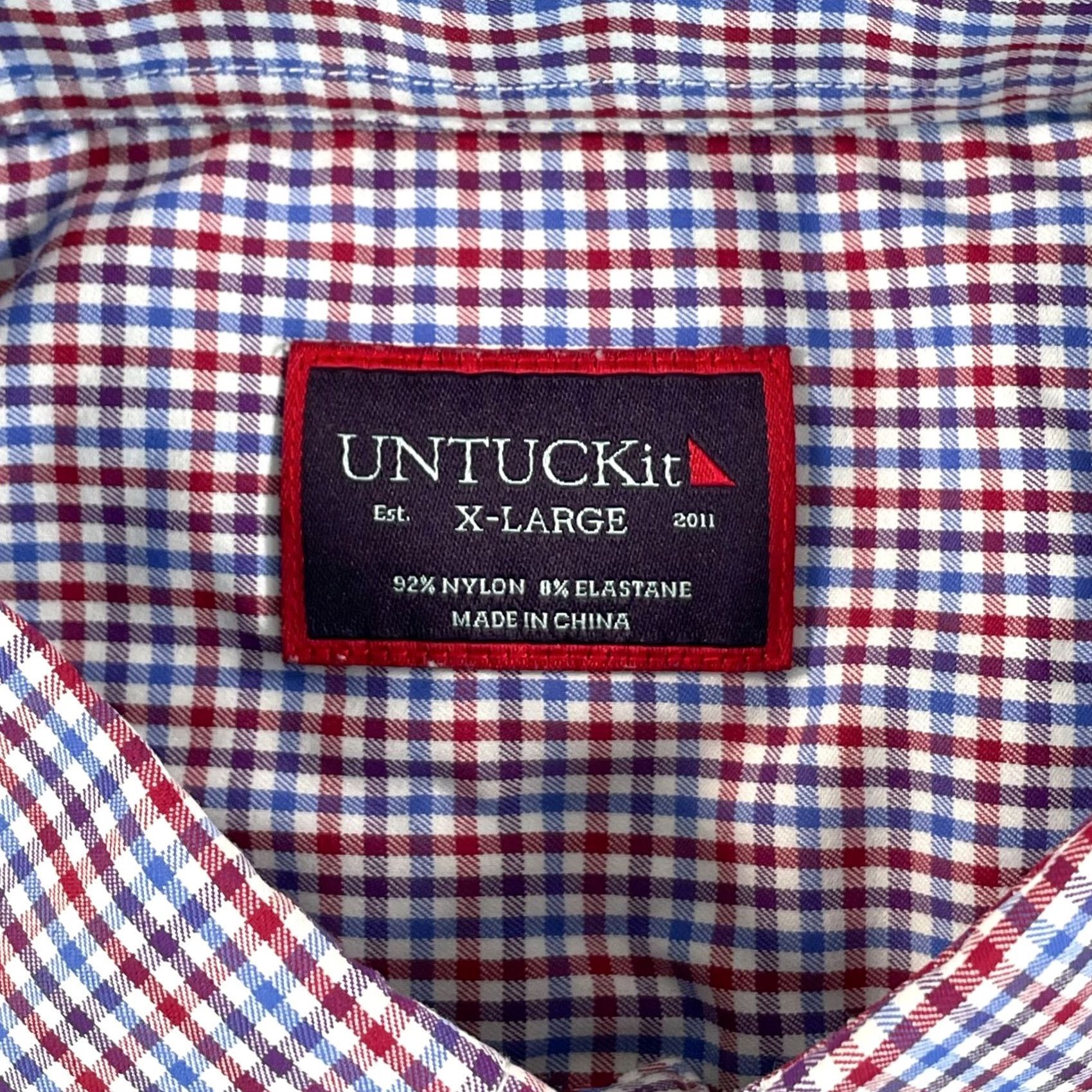 UNTUCKit UNTUCKit Performance Shirt XL Multi Gingham Check Long Sleeve Casual Office Prep Shirt Men's XL Multicolor Check-Nylon Spandex Button-Down Size US XL / EU 56 / 4 - 2 Thumbnail