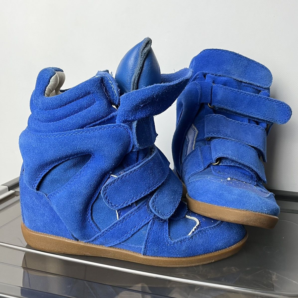 Isabel Marant Iconic Isabel Marant Bekett Blue Suede Wedge Y2k Sneakers Size US 6 / IT 36 - 1 Thumbnail
