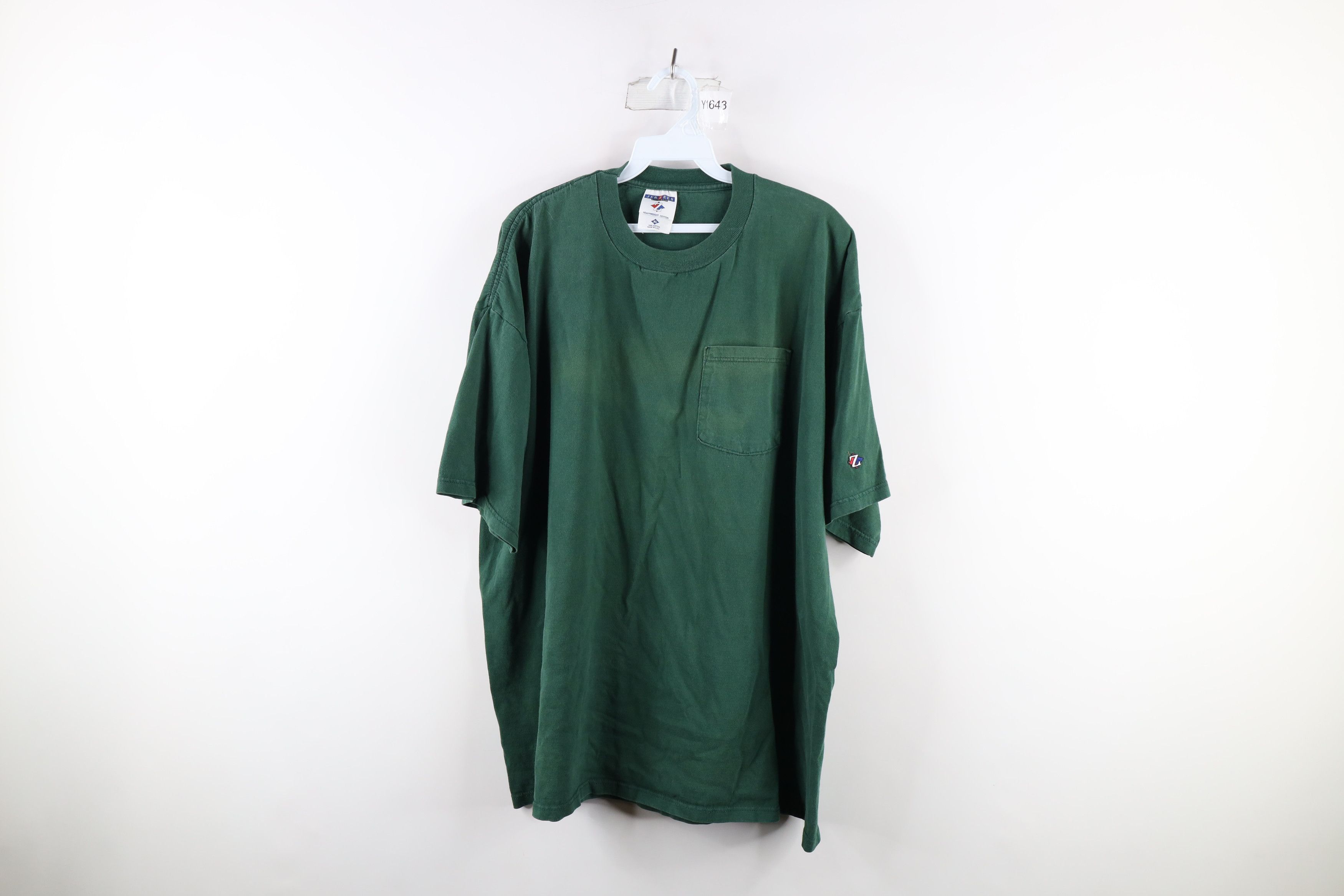 Vintage Vintage 90s Streetwear Heavyweight Pocket T-Shirt Green USA Size US XL / EU 56 / 4 - 1 Thumbnail