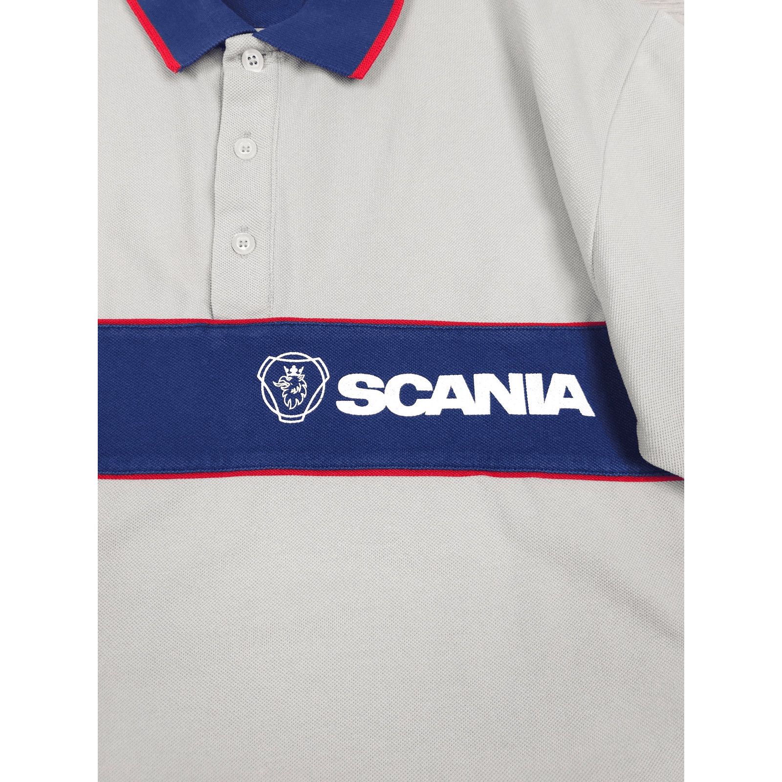 Vintage 💎90s Scania Spell Out Logo Gray Blue Polo Shirt T-shirt Tee Size US M / EU 48-50 / 2 - 3 Thumbnail