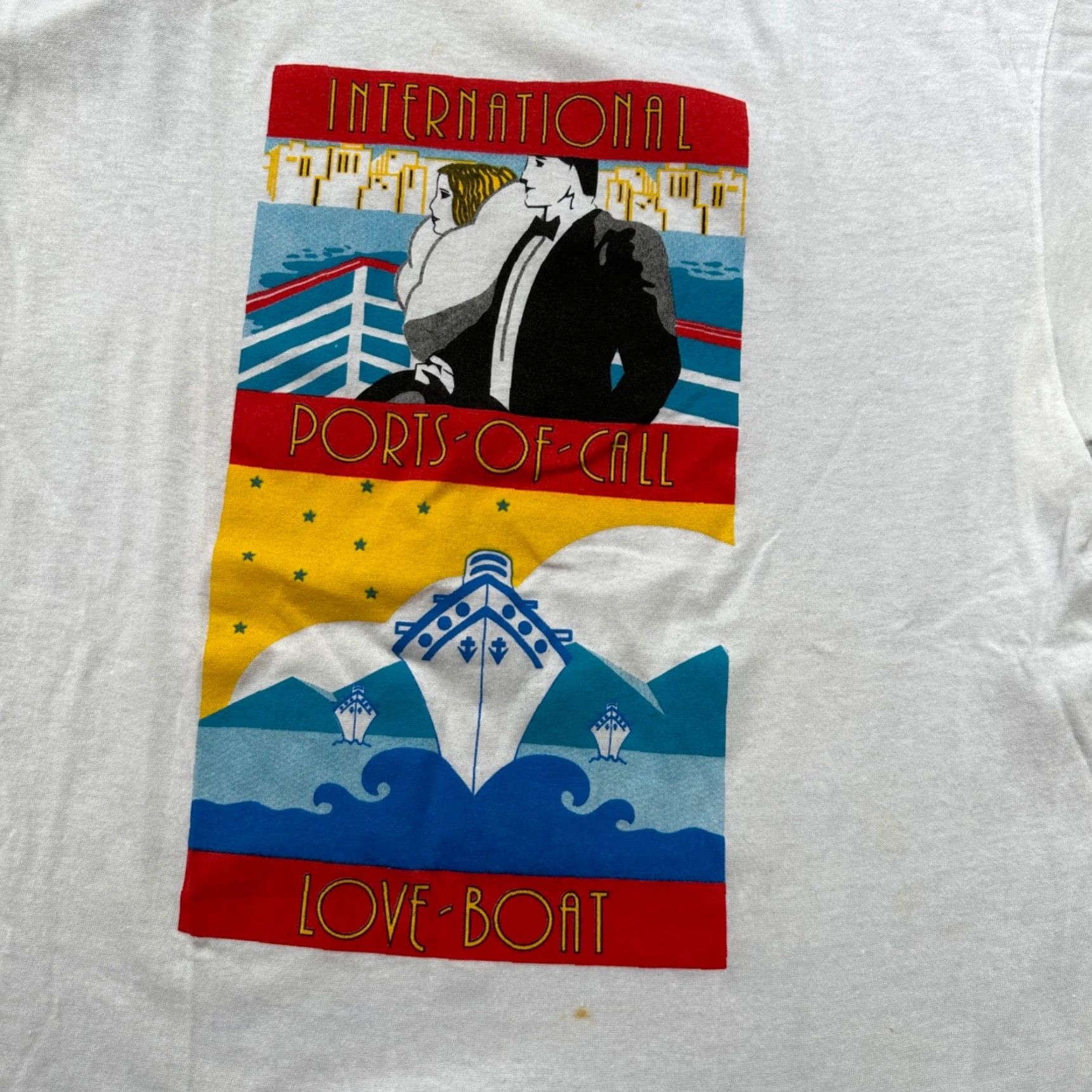 Delta VINTAGE Delta T Shirt Men L White Love Boat Art Graphic Print 90s 70s 80s Romantic Travel USA Sailing Size US L / EU 52-54 / 3 - 2 Thumbnail