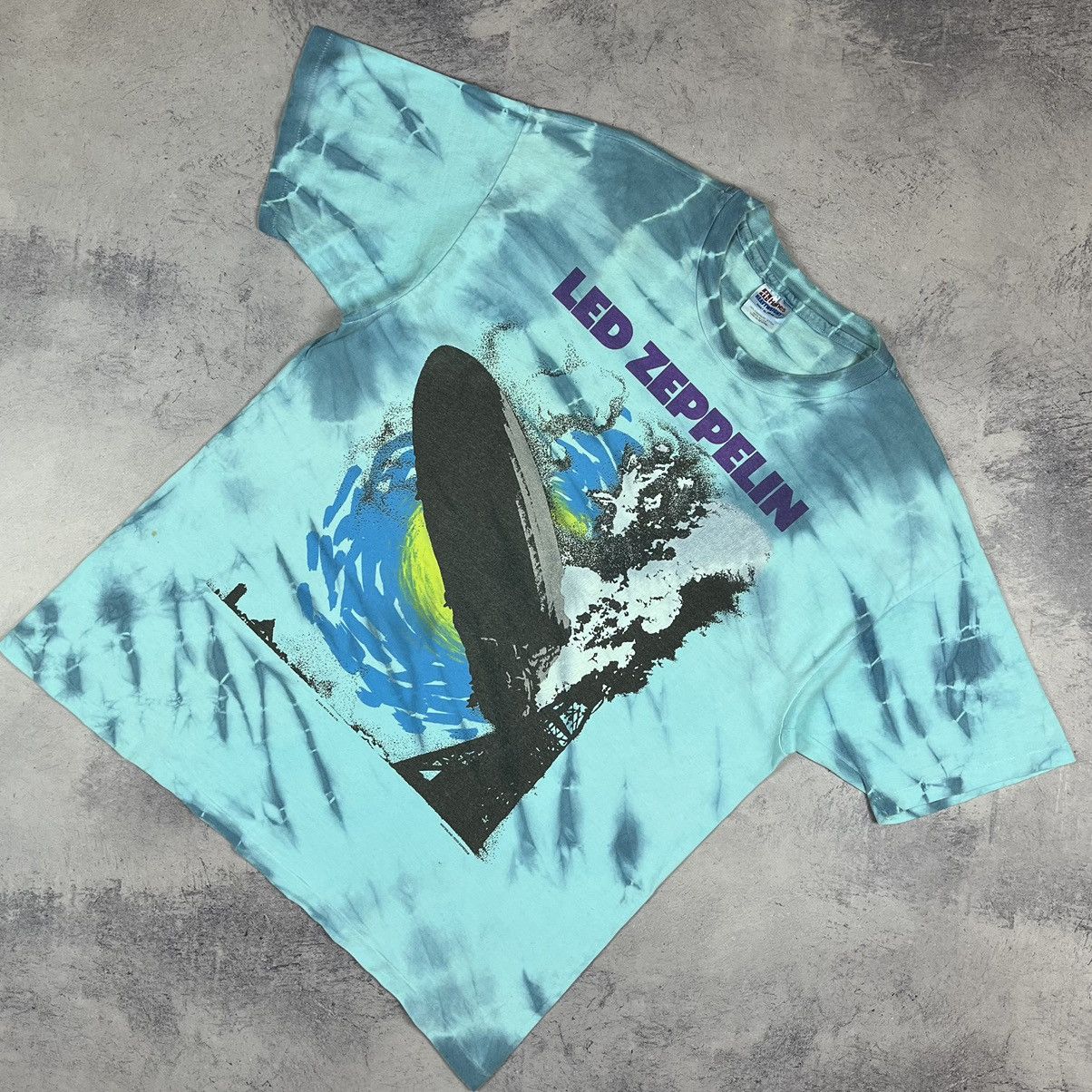 Band Tees × Vintage Vintage Led Zeppelin rare tie dye tee 1990 Size US XL / EU 56 / 4 - 1 Thumbnail