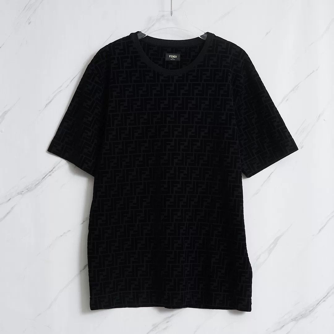 Fendi Fendi Unisex Flocked All-over Print Crewneck T-shirt Size US M / EU 48-50 / 2 - 1 Thumbnail