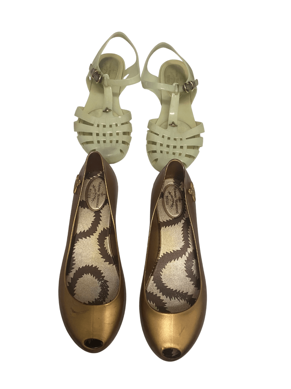 Vivienne Westwood 2 pair Vivienne Westwood Melissa Gold Rubber Shoe Sandal Size US 8 / IT 38 - 1 Thumbnail