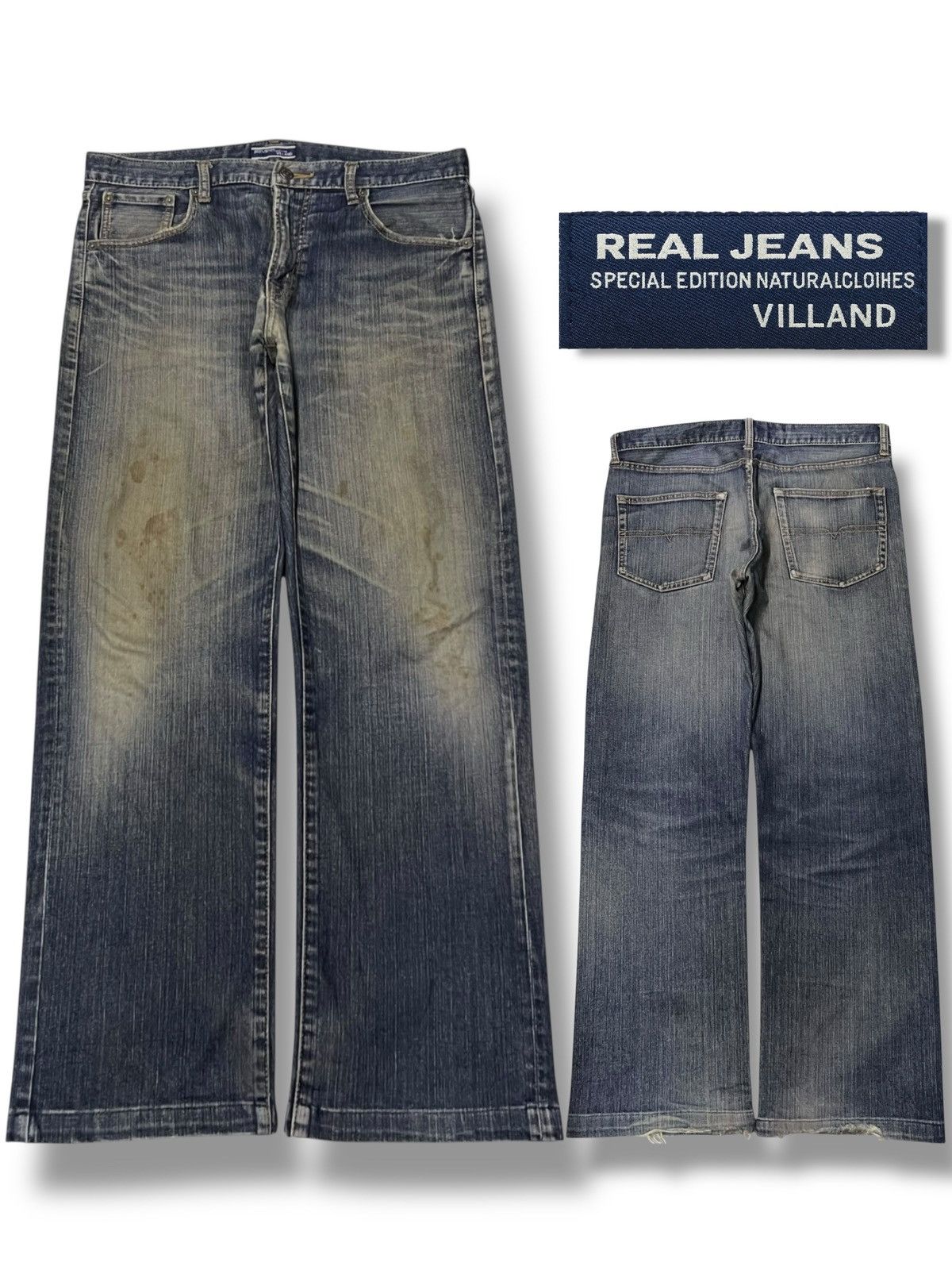 VILLAND Loose Vintage Villand Japan - Faded Mud Wash, Distressed Size US 35 - 1 Thumbnail