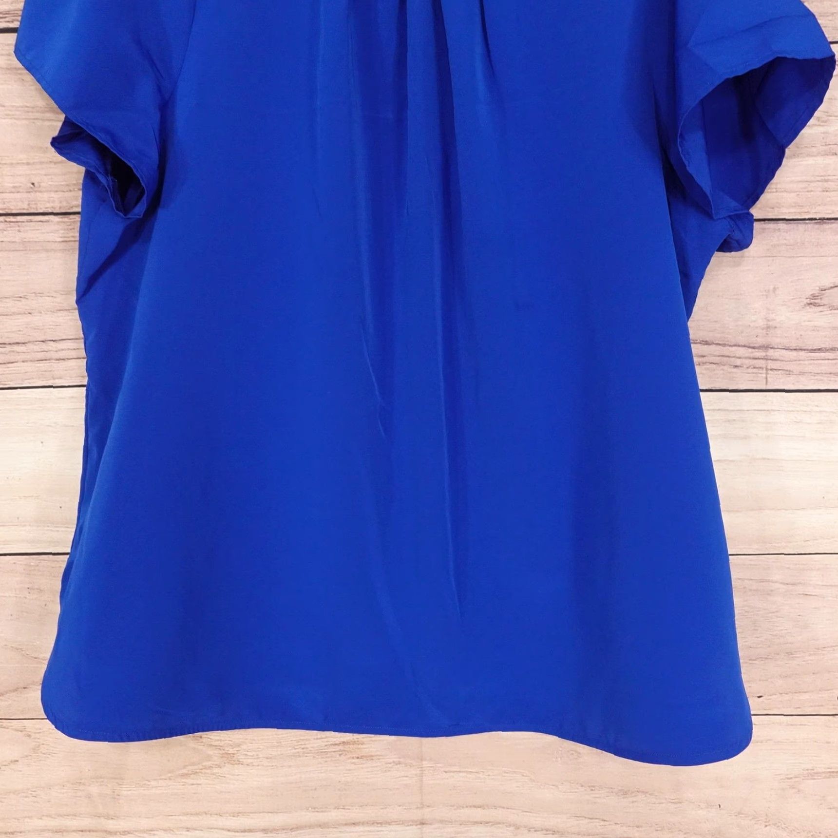 Lands' End Lands' End Blouse Womens 18W Blue Short Sleeve Pleated Zip Back Crew Neck Top Shirt Plus Size 18W Womens Size XXL / US 16-18 / IT 52-54 - 3 Thumbnail