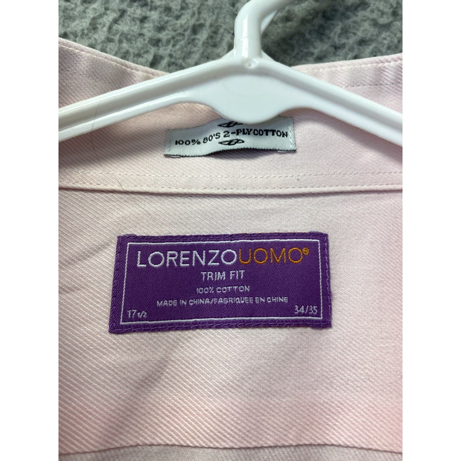 Lorenzo Uomo Lorenzo Uomo Dress Shirt Pink Men 17 34/35 Solid Long Sleeve Button 100% Cotton Regular Classic Designer Mens Size 46R - 3 Thumbnail