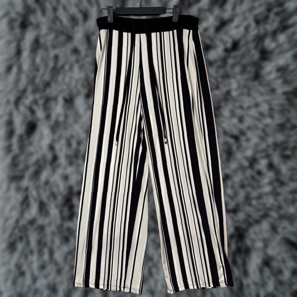 Jones New York Jones New York Pants M 30x30.5 Black White Beige Stripe Parisian Office Chic Size 32" / US 10 / IT 46 - 1 Thumbnail