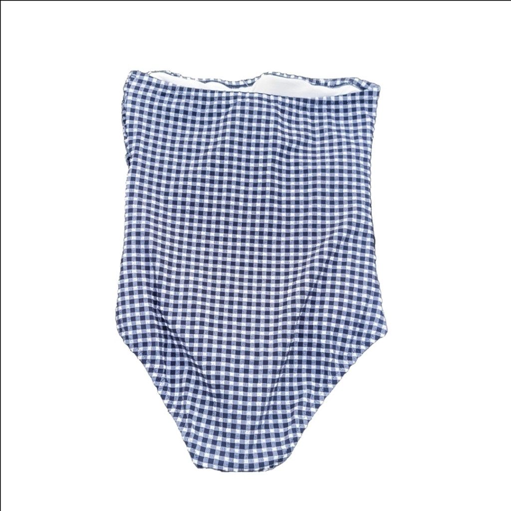 J.Crew NWT J.Crew Ruched Bandeau One-Piece Swimsuit in Gingham Size ONE SIZE - 5 Thumbnail