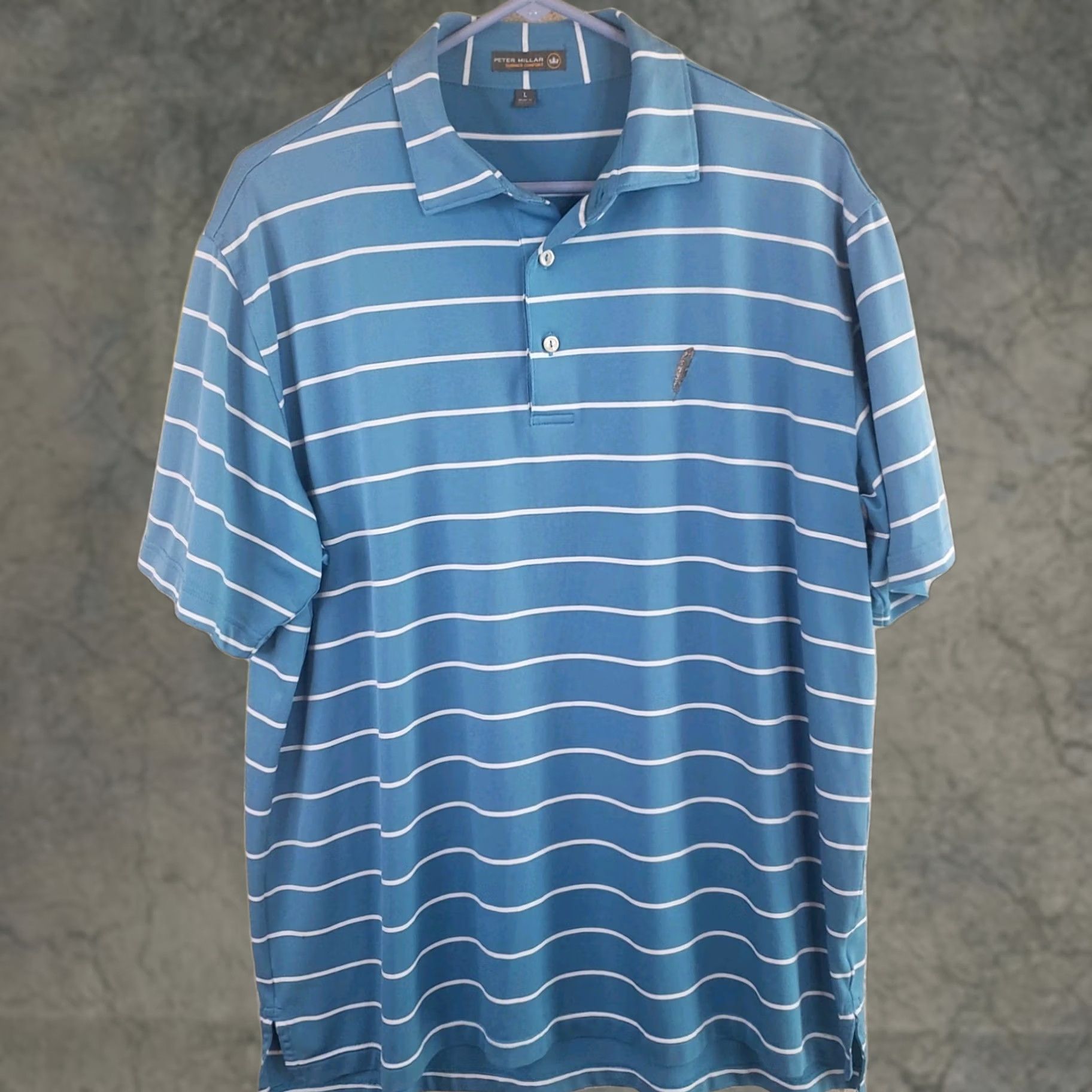Peter Millar Peter Millar Summer Comfort Polo Shirt Mens L Blue White Striped Button-Up Polo Shirt Golf Style Casual Workwear Size US L / EU 52-54 / 3 - 1 Thumbnail