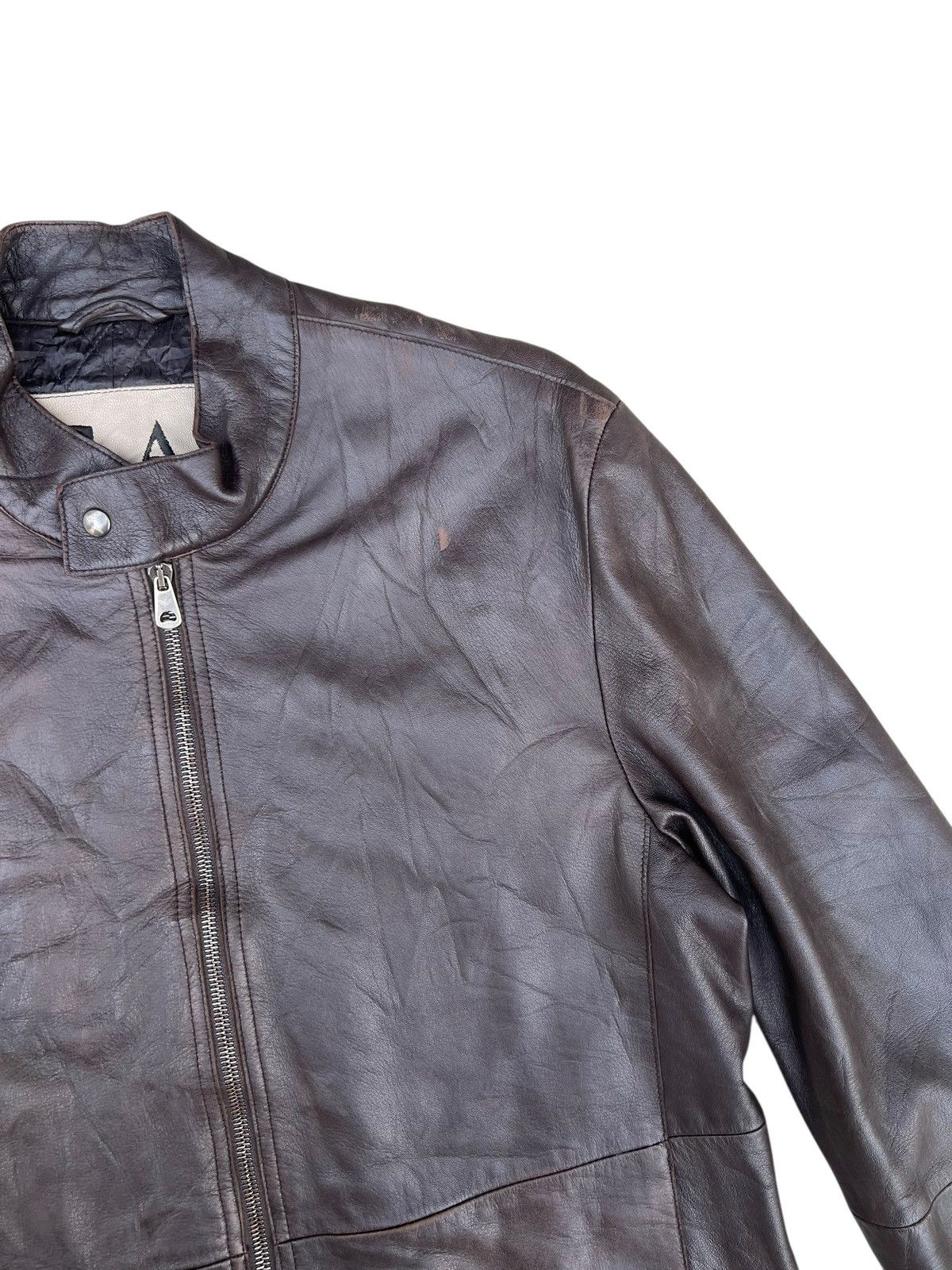 Emporio Armani Vintage Emporio Armani Faded Patina Leather Racer Jacket Size US M / EU 48-50 / 2 - 10 Thumbnail