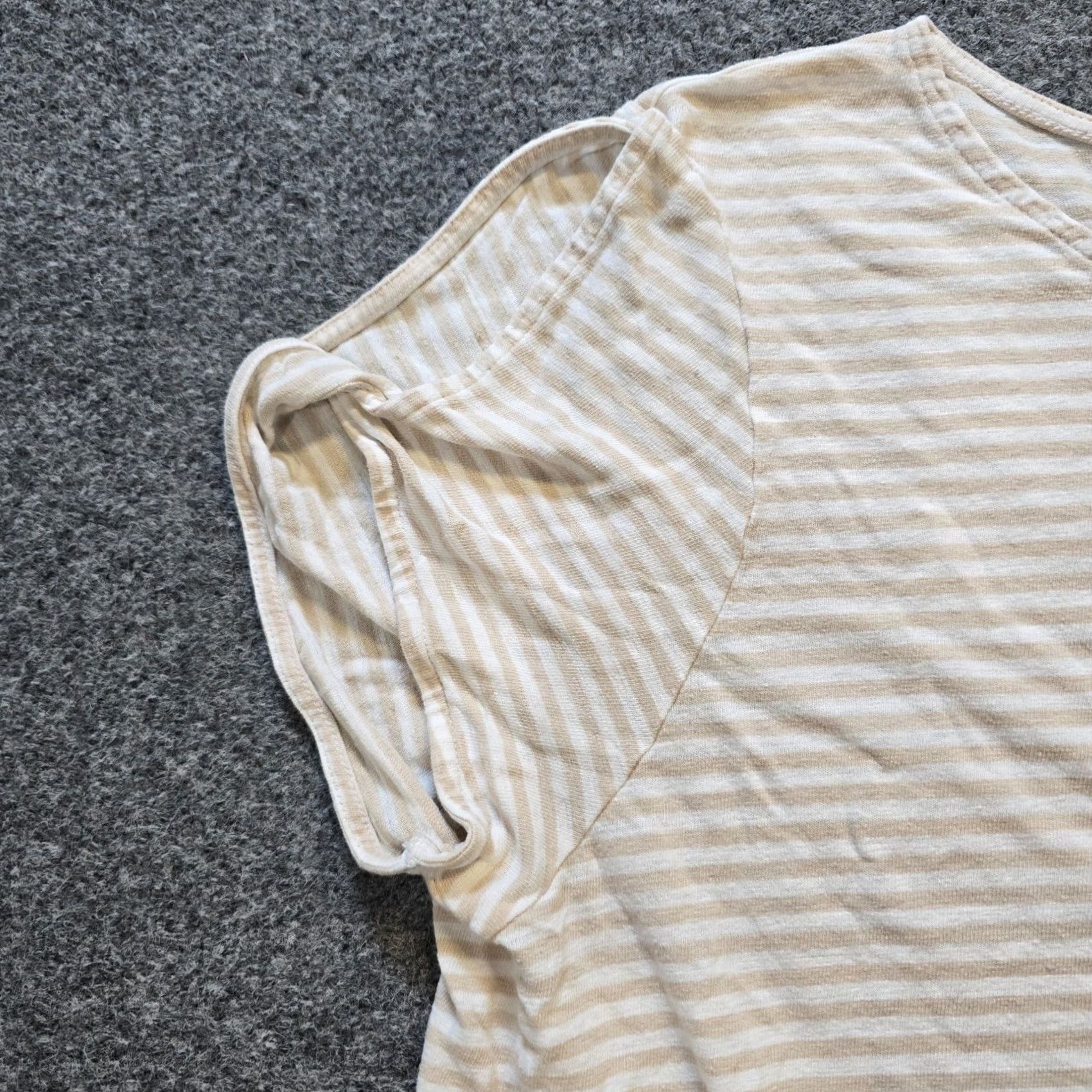 J. Jill J. Jill Top Womens XL Beige Stripe Short Sleeve Linen Blend Stretch Capsule Shirt XS? Size XL / US 12-14 / IT 48-50 - 3 Thumbnail