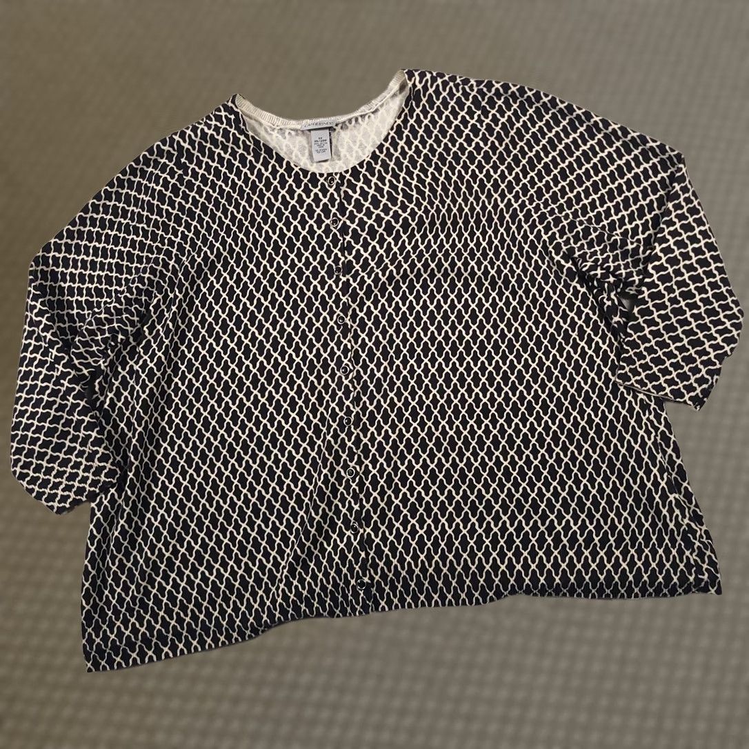 Vintage Catherines Cardigan Sweater 3/4 Sleeve Button Up Women's Plus 3X Geometric Size XXL / US 16-18 / IT 52-54 - 1 Thumbnail