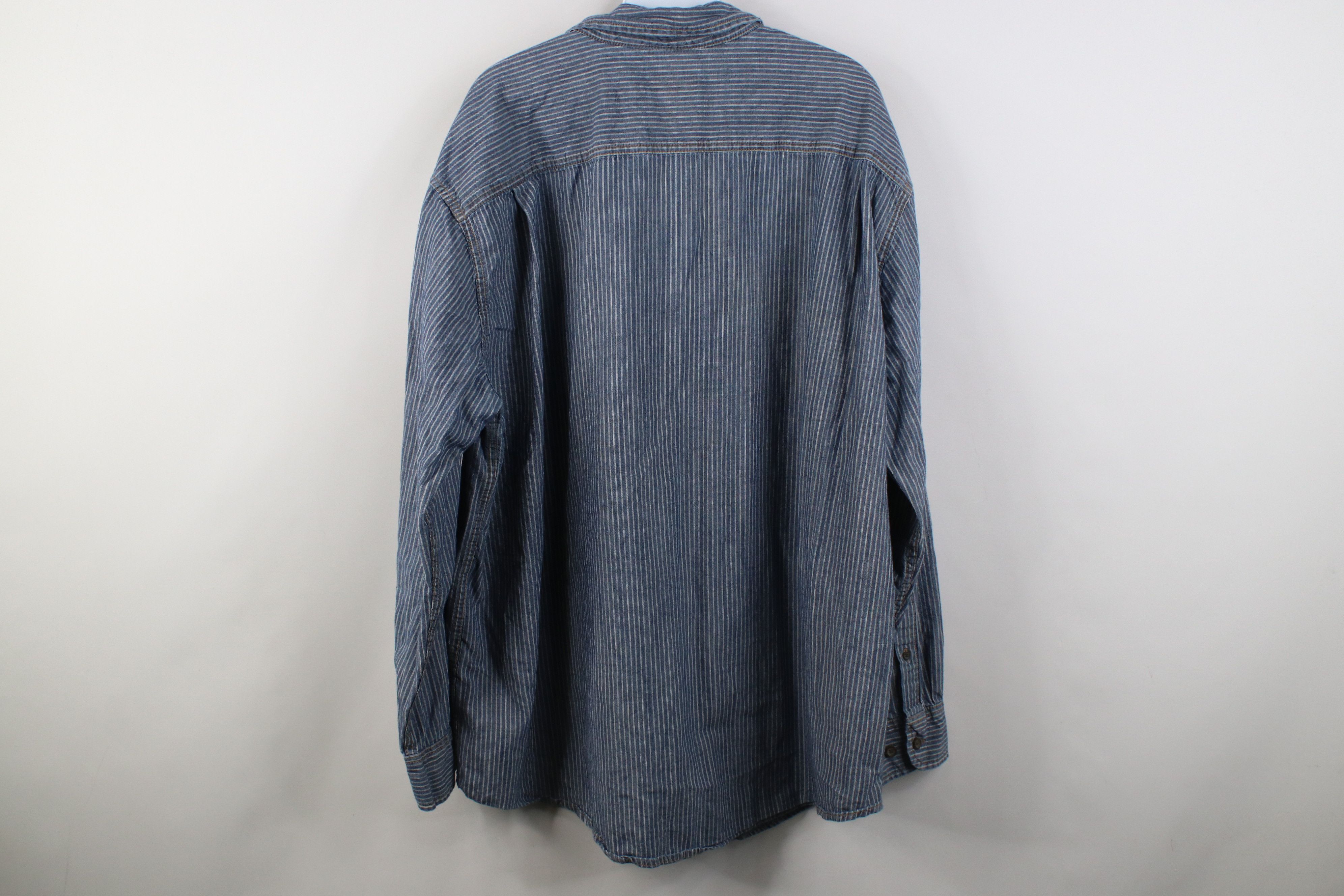 Vintage Vintage 90s Y2K Streetwear Denim Striped Button Down Shirt Size US XXL / EU 58 / 5 - 8 Thumbnail