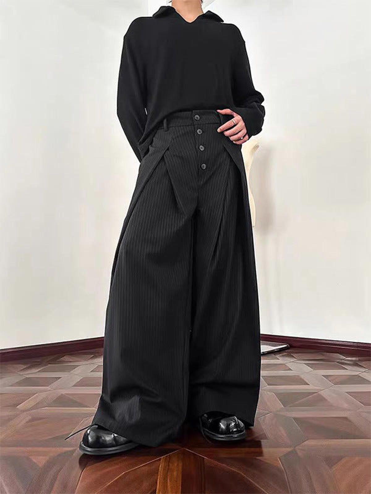 Other Gray Pinstripe Wide Leg Dress Pants, High Waist Trousers Size US 28 / EU 44 - 4 Thumbnail