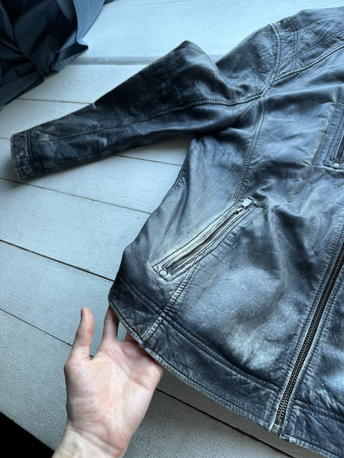 Other 🚨VNTG LEATHER JACKET AVANT GARDE ASYMMETRICAL BLACK MOTO Size US L / EU 52-54 / 3 - 6 Thumbnail