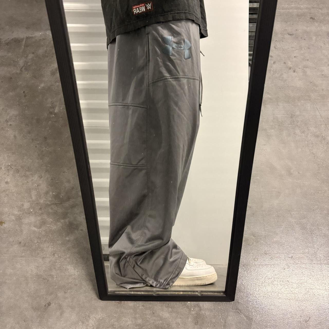 Japanese Brand × Vintage Crazy Vintage Y2K/2000s Super Baggy Grey Under Armour Loose Skater Style Leg Zipper Sweatpants! Size US 40 / EU 56 - 2 Thumbnail