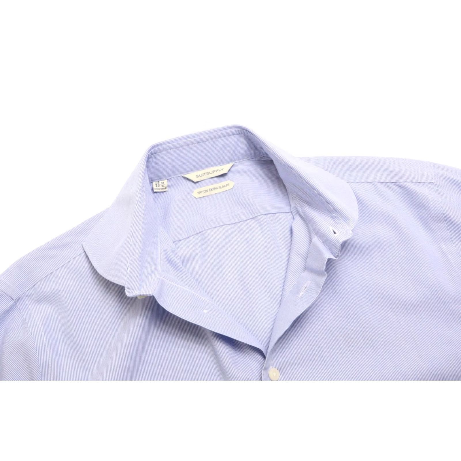 Suitsupply Suitsupply Try On Extra Slim Fit Formal Shirt Men's 41 / 16 Cutaway Pinstripe Shirt Adults Blue Pinstripe Formal Button-Up Size 42R - 4 Thumbnail