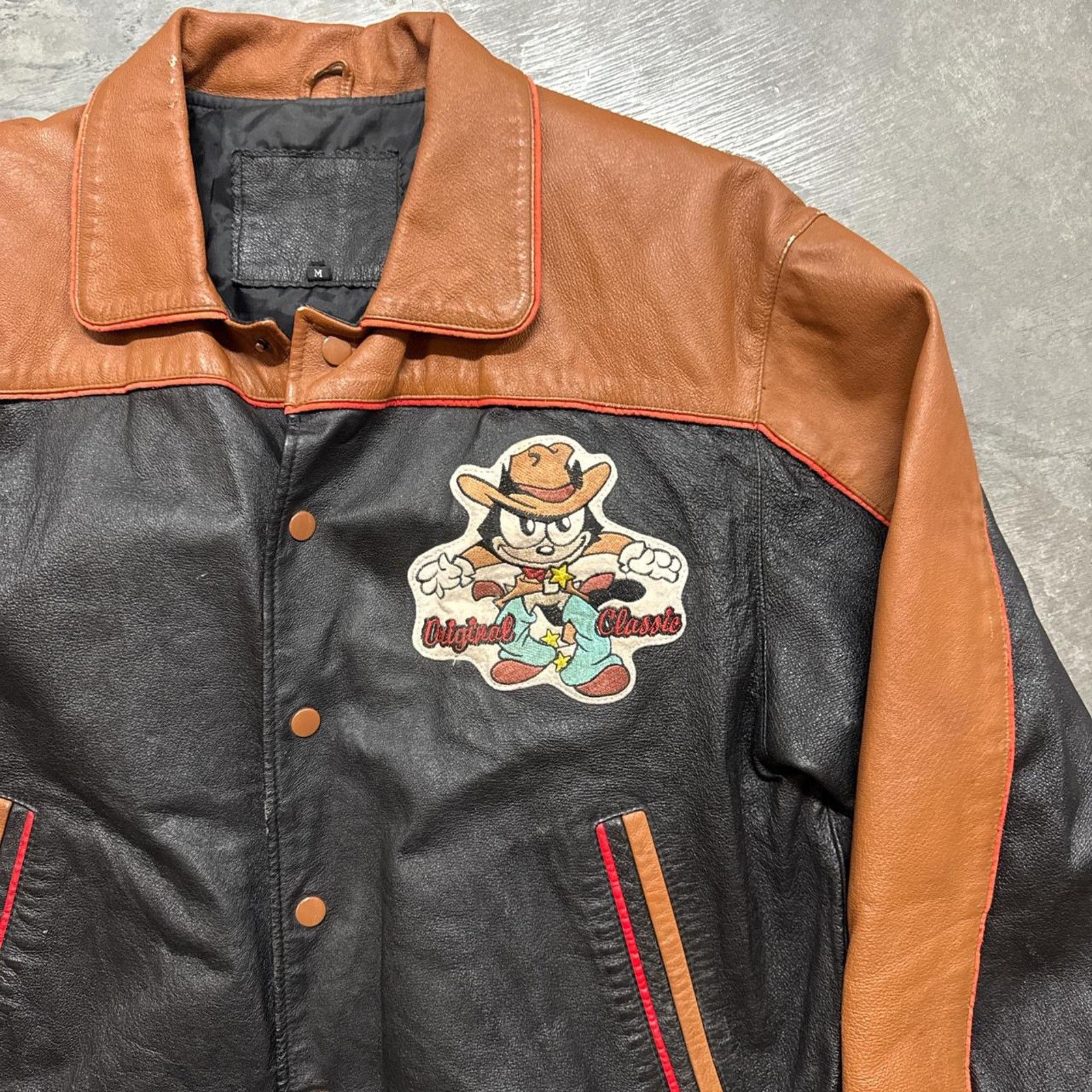 Japanese Brand × Vintage Vintage 90s 80s Felix The Cat Cowboy Classic Leather Jacket Size US M / EU 48-50 / 2 - 4 Thumbnail