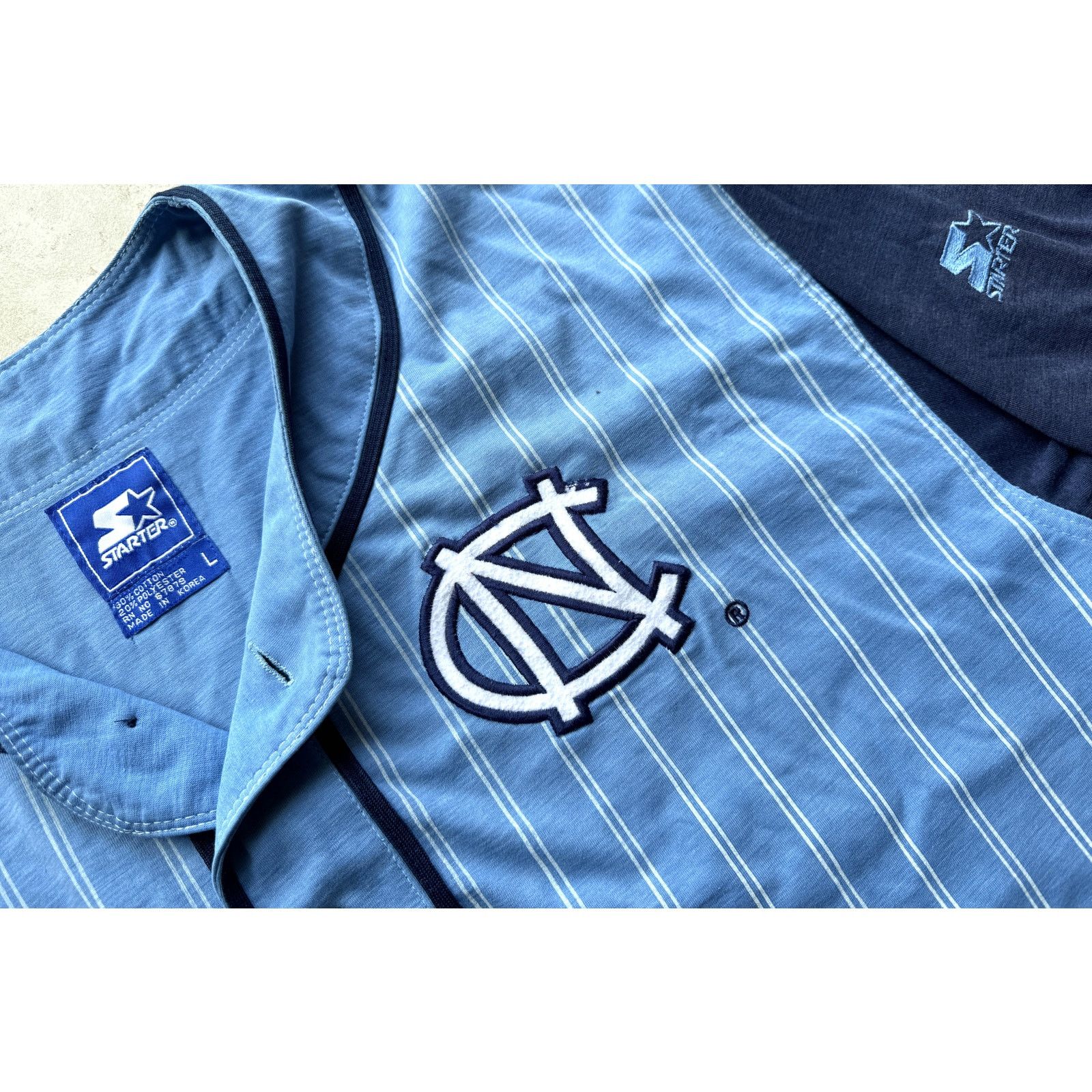 NCAA × Starter UNC Carolina Tar Heels 90s baseball Kris Kross jersey L vtg Size US L / EU 52-54 / 3 - 5 Thumbnail