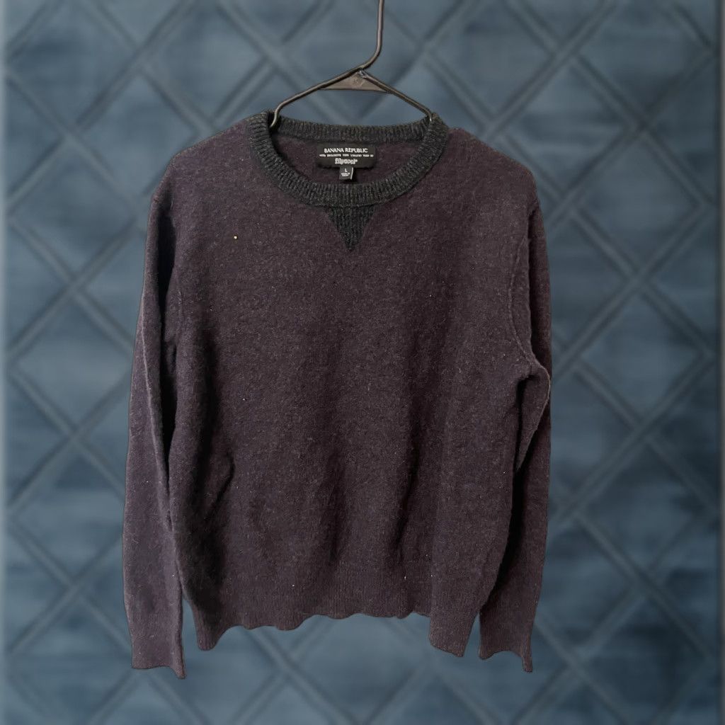 Banana Republic Banana Republic Sweater Mens Large Maroon Gray Filpucci Merino Wool Long Sleeve Size US L / EU 52-54 / 3 - 1 Thumbnail