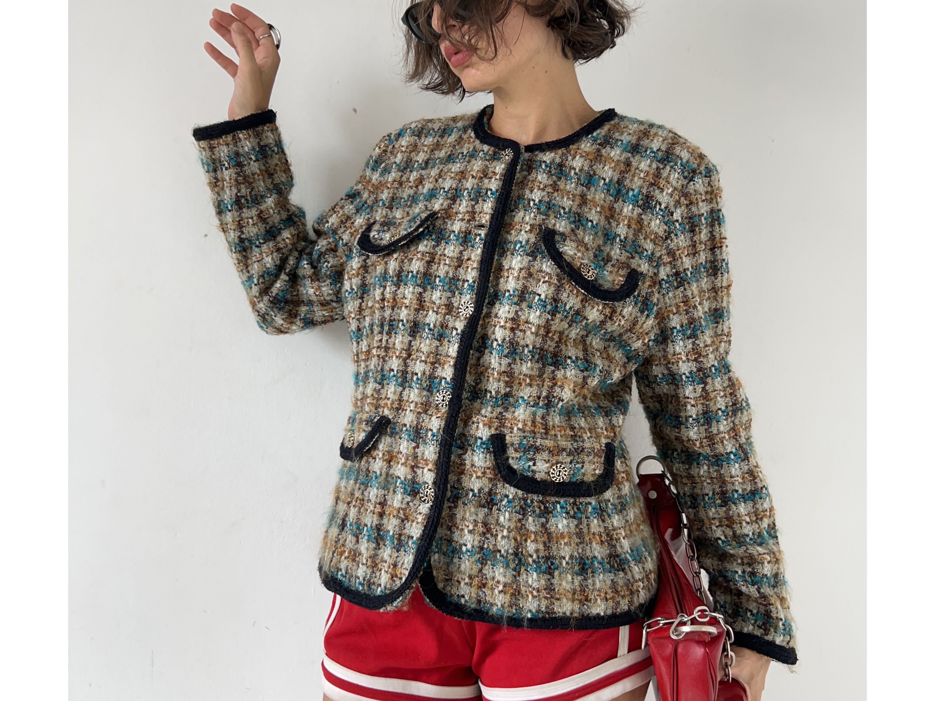 Vintage Vintage 90s Plaid Tweed Blazer Size L / US 10 / IT 46 - 6 Thumbnail